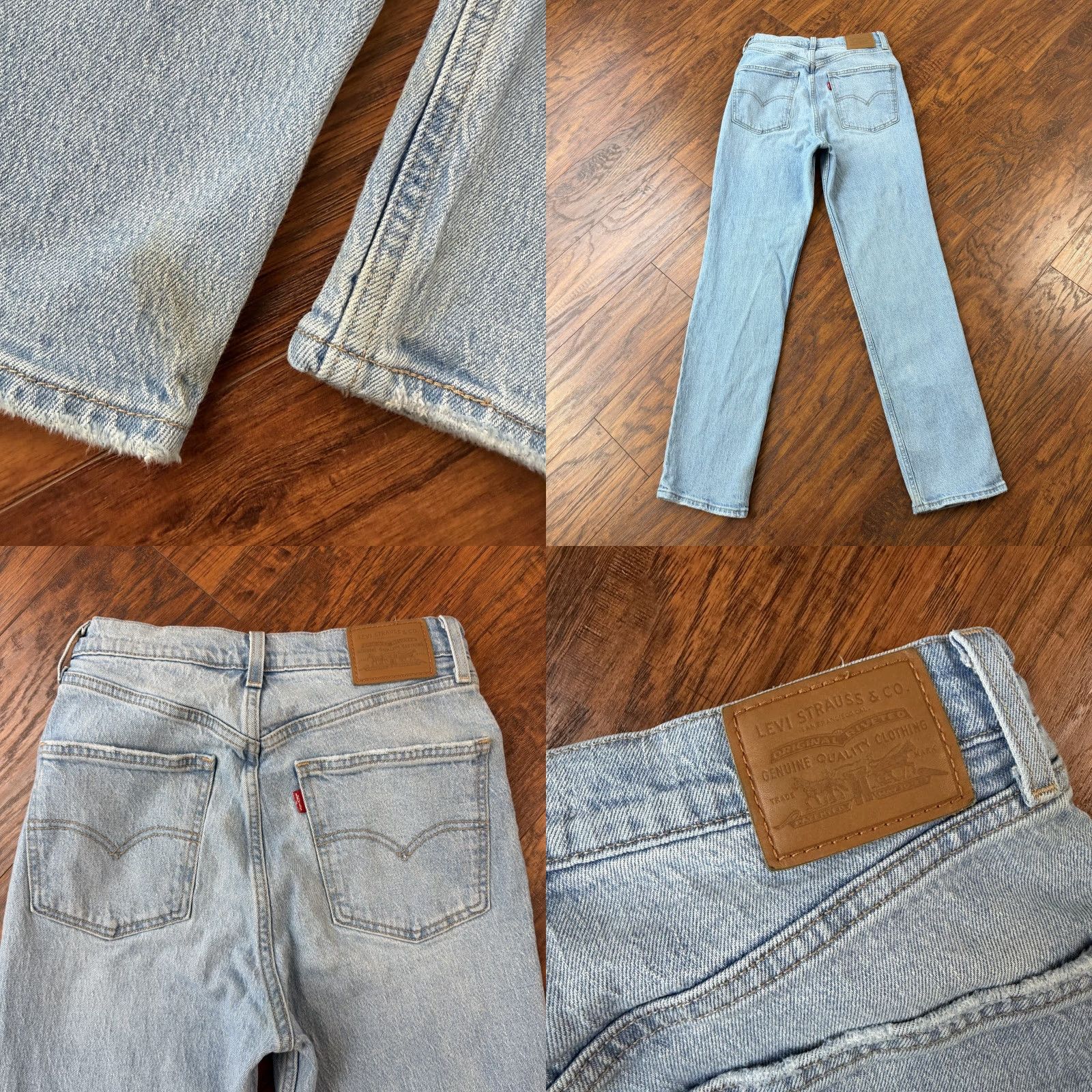 Levi's Levi's Jeans Women 27 Straight Slim Stretch Denim Blue 26x31 High Rise Regular Inseam 31 Logo 70s Style Size 27" / US 4 / IT 40 - 8 Thumbnail