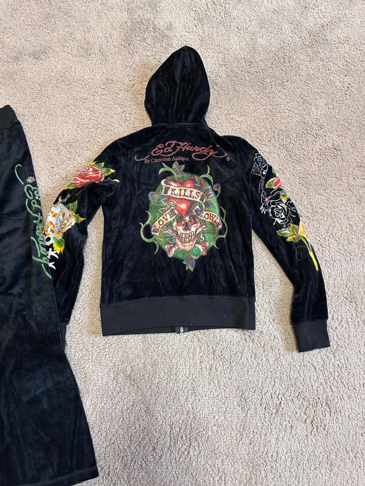 Ed Hardy Vintage Y2k Ed Hardy Tattoo Cropped Jacket pants Bundle Size L / US 10 / IT 46 - 10 Thumbnail