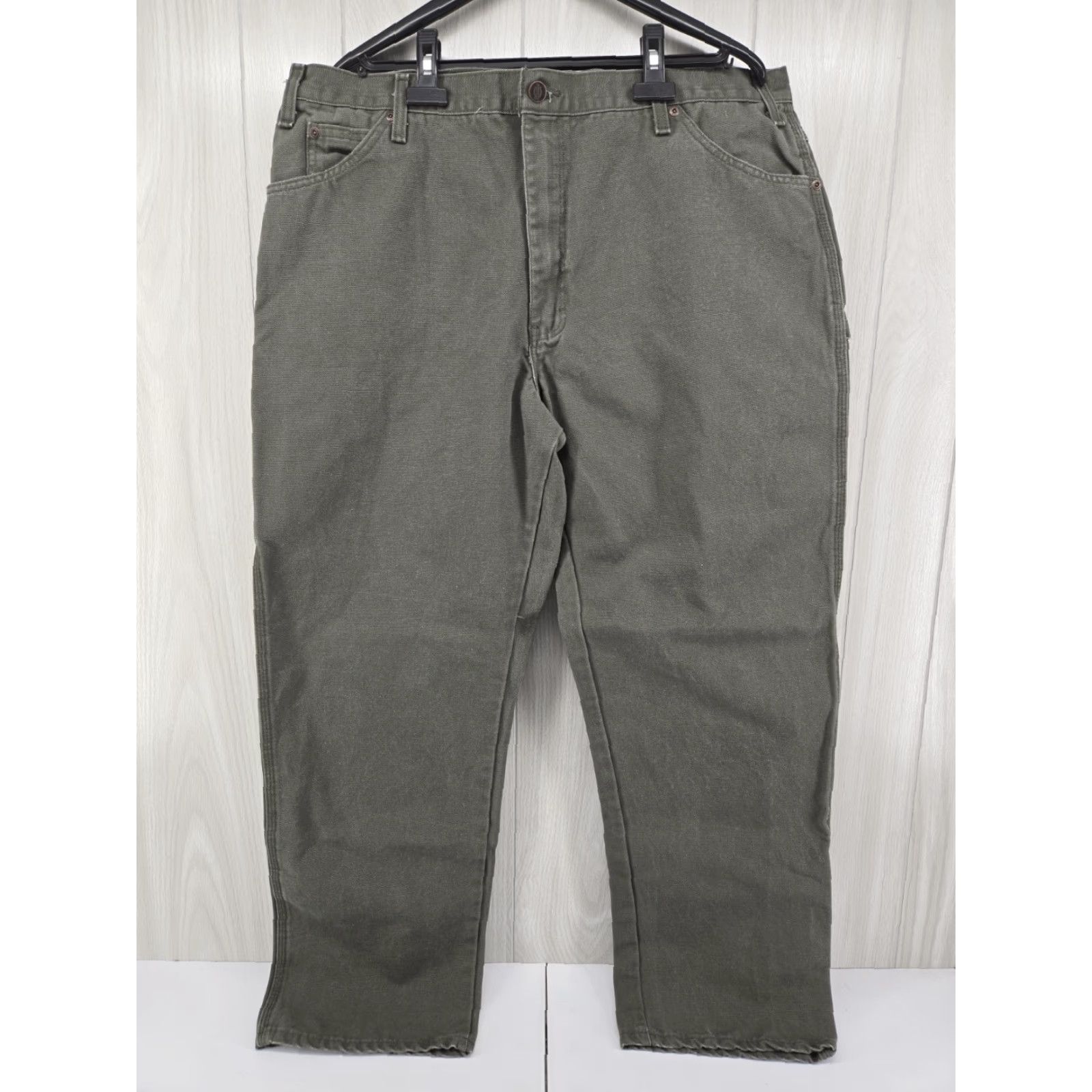 Dickies Dickies Mens Pants Duck Canvas Utility Carpenter Jeans Moss Green 40x32 Mens Straight Leg Relaxed Fit Workwear Casual Size US 40 / EU 56 - 2 Thumbnail