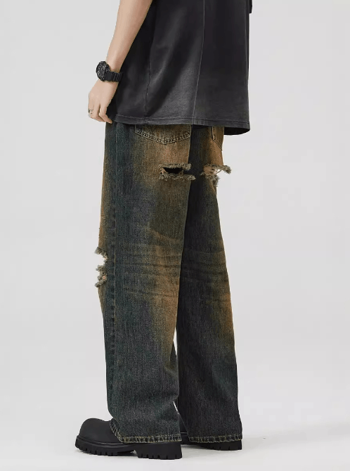 Japanese Brand American style washed distressed vintage baggy ripped jeans Size US 34 / EU 50 - 4 Thumbnail