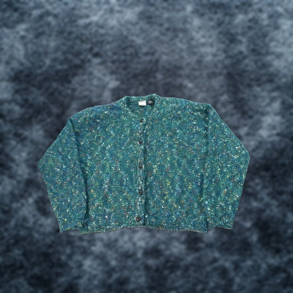 Vintage VINTAGE Paul et Duffier Sweater Shirt Cropped Fuzzy Mohair Wool Green L Womens 90s Boho Fairycore Long Sleeve Turtleneck Pullover Size L / US 10 / IT 46 - 1 Thumbnail