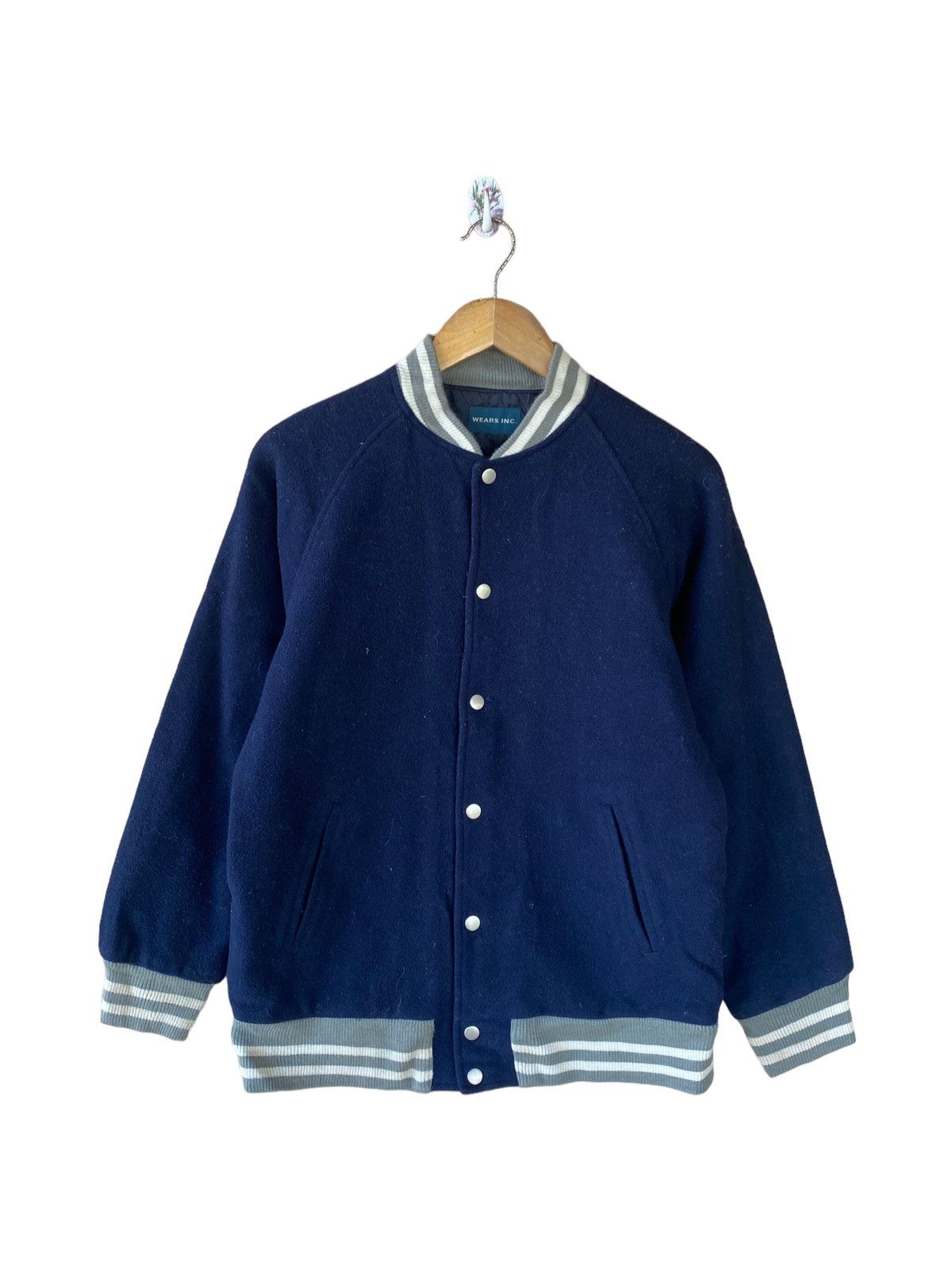 Japanese Brand Vintage Wears Inc Varsity Jacket - Navy Wool Blend - Size US M / EU 48-50 / 2 - 1 Thumbnail