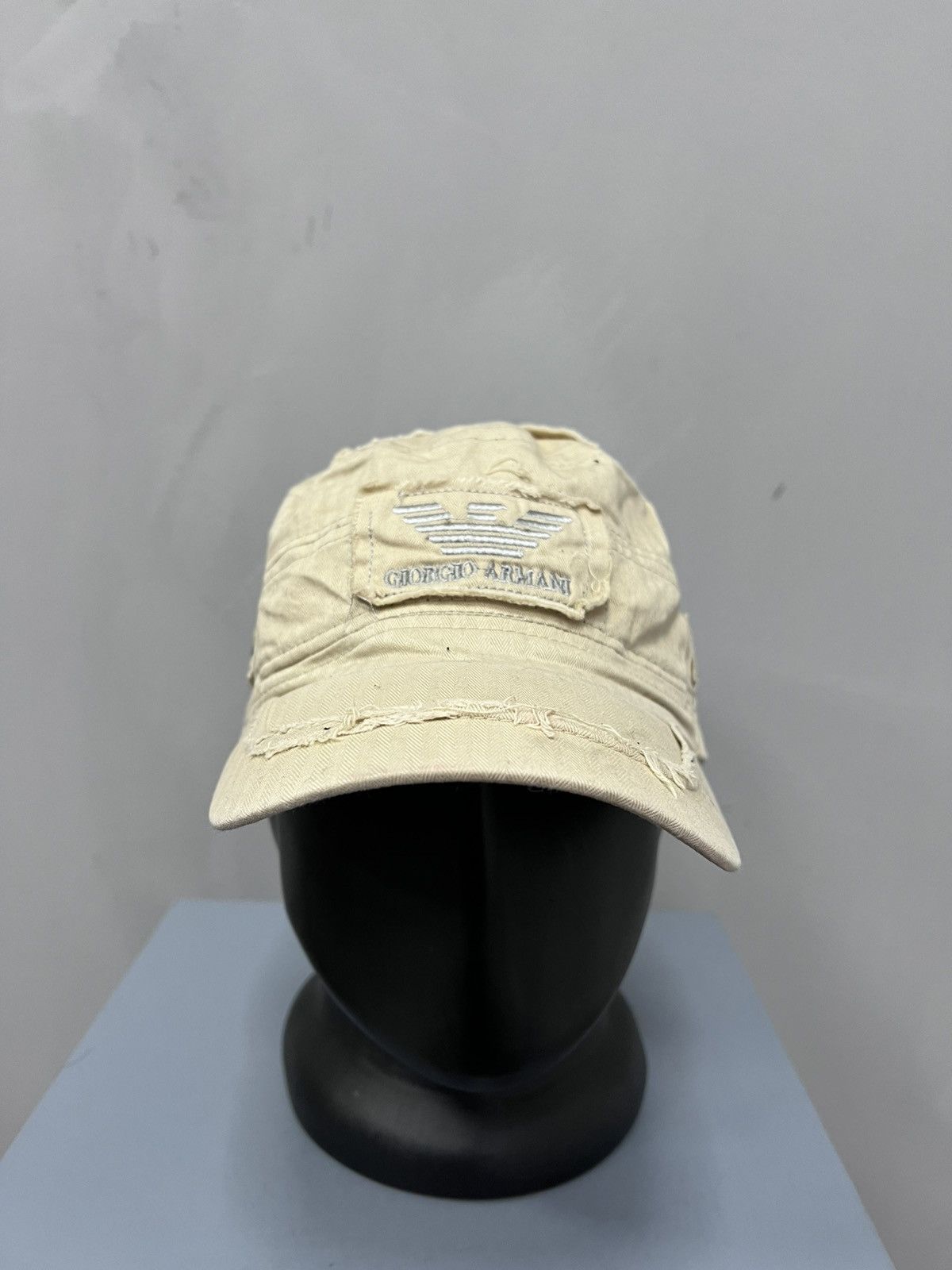 Emporio Armani × Le Grande Bleu (L.G.B.) Distressed EMPORIO ARMANI Y2K Cadet Hat Avante Garde Size ONE SIZE - 2 Thumbnail