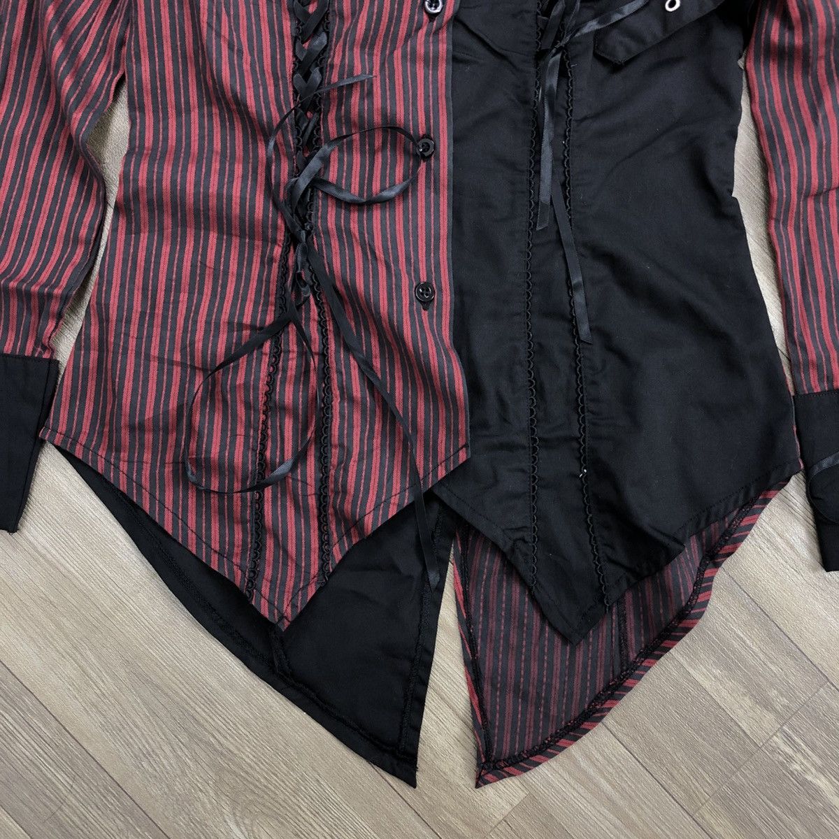 14th Addiction × If Six Was Nine × Le Grande Bleu (L.G.B.) 2000s Body Linr Bondage Punk LGB GOA Striped Button Up Size US M / EU 48-50 / 2 - 8 Thumbnail