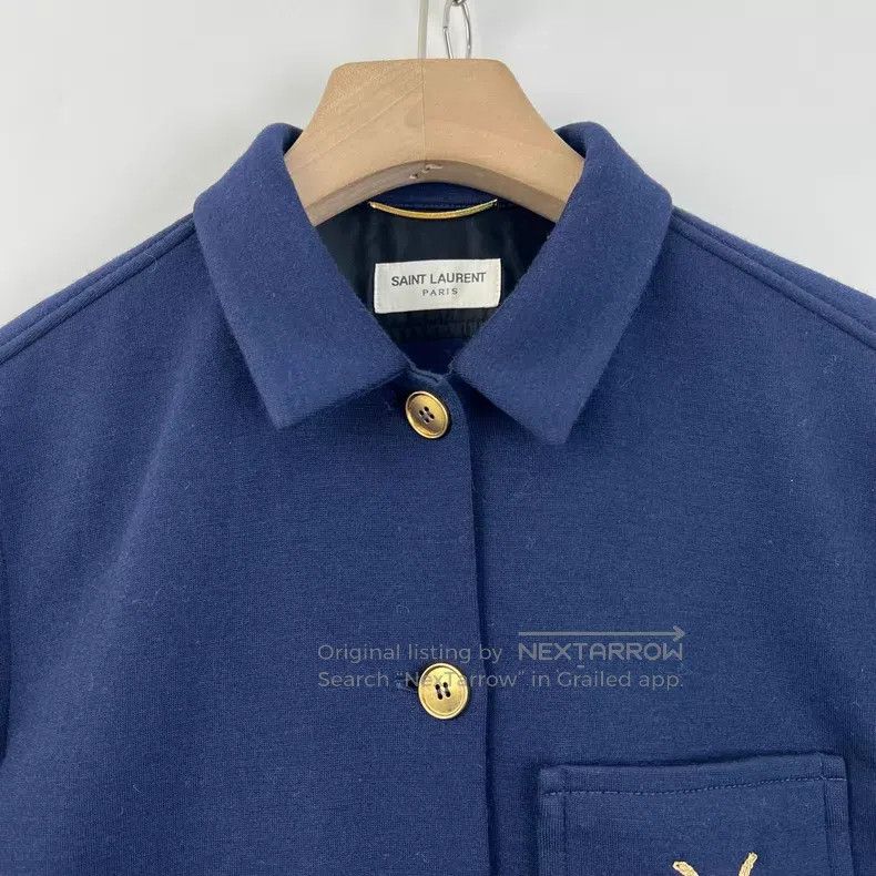 Saint Laurent Paris Saint Laurent Paris Navy Blue Gold Thread Embroidered Logo Size XXS / US 00 / IT 34 - 4 Thumbnail