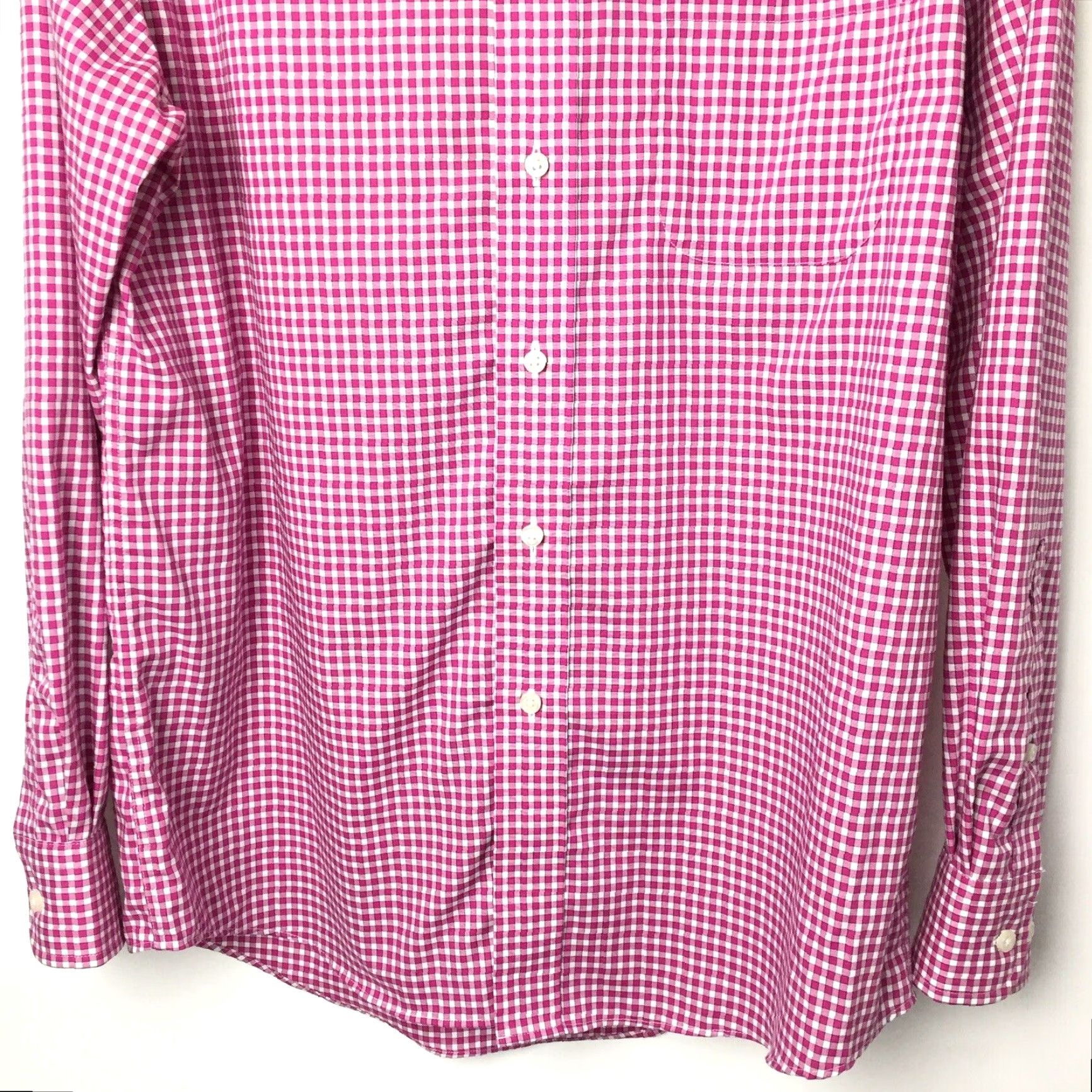 Jos. A. Bank Jos A Bank Shirt Mens Medium Pink Plaid Long Sleeve Button Down Button-Up Collar-Front Casual Tailored Cotton Regular Size US M / EU 48-50 / 2 - 3 Thumbnail
