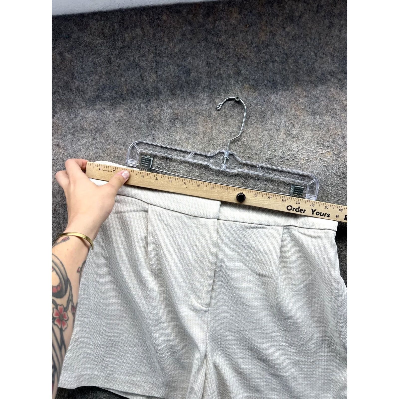 Vintage House Of Harlow 1960 Shorts Womens Large Beige Check Tweed Pleated Chino Casual Size 36" / US 14 / IT 50 - 5 Thumbnail