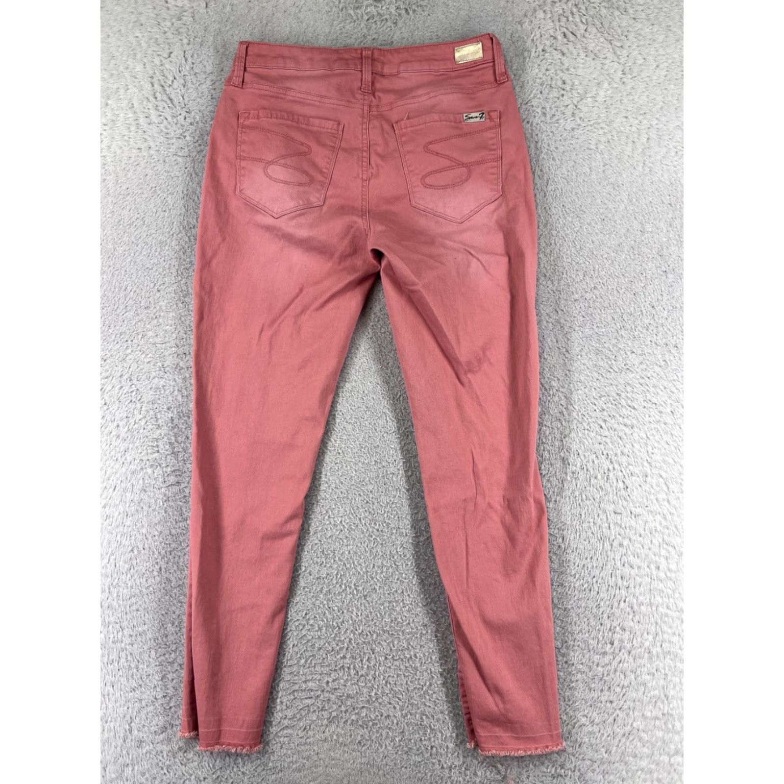 Vintage Seven7 Jeans Women Mid Rise Pink Denim 8 Regular Straight Tapered Cropped Cotton Stretch 5-Pocket Womens Jeans Size 30" / US 8 / IT 44 - 2 Thumbnail