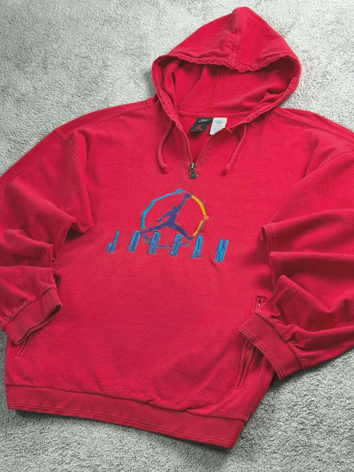 Jordan Brand Jordan x Nike RARE 1993 Vintage Quarter-Zip Hoodie XL Red Size US XL / EU 56 / 4 - 2 Thumbnail