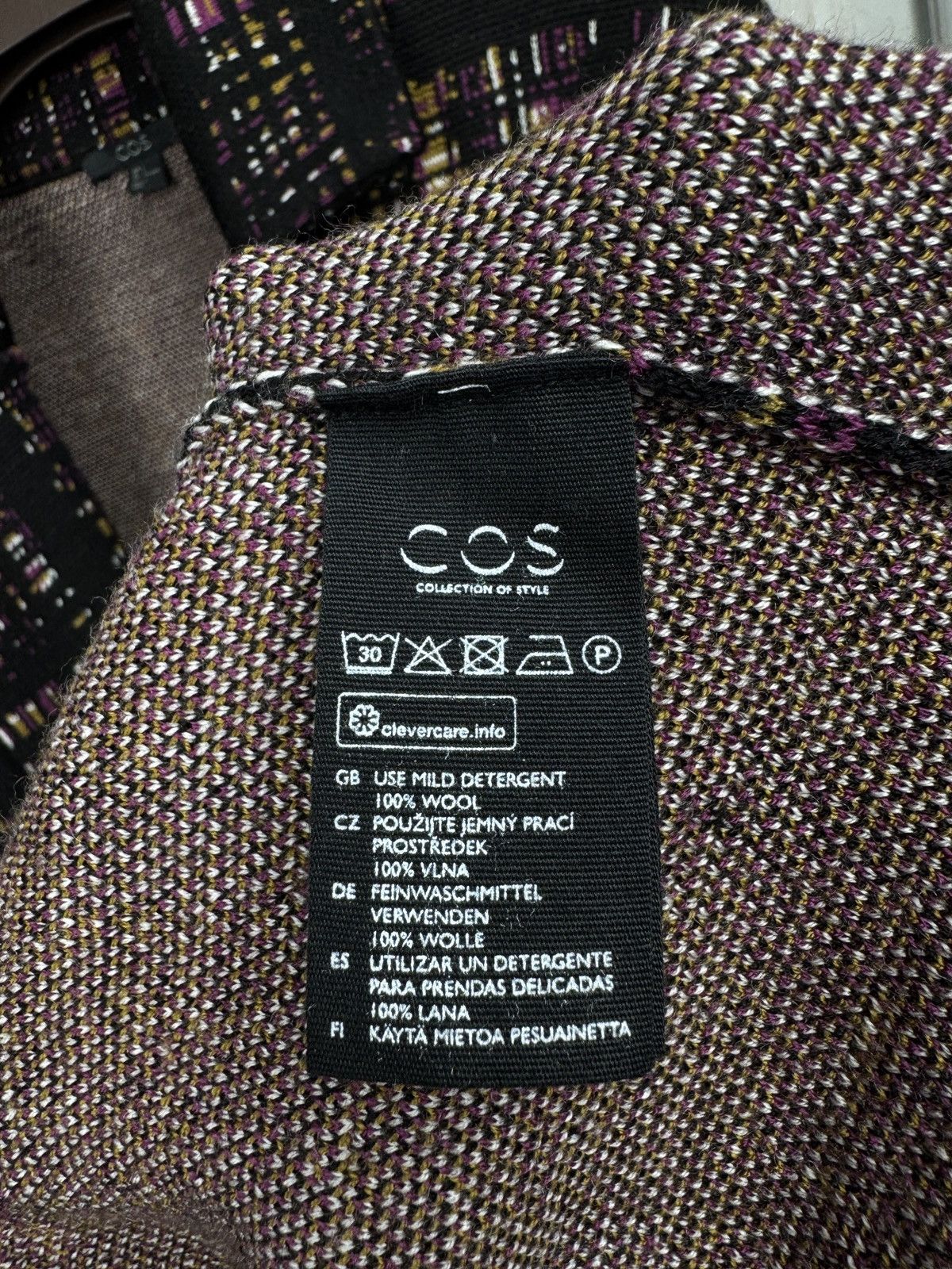 Cos COS Wool Knit Long Cardigan Coat Geo Plaid Button Pockets Size L / US 10 / IT 46 - 8 Thumbnail