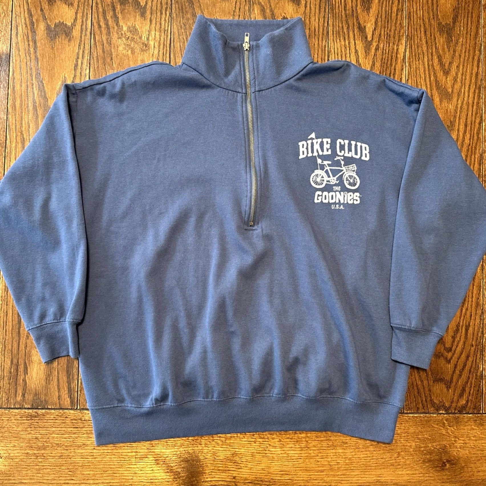 Logo 7 The Goonies Logo Sweatshirt Mens Blue Size M Pullover Knit Heavy Blend 1/4 Zip Mock Neck Logo Bike Club USA Official Size US M / EU 48-50 / 2 - 2 Thumbnail