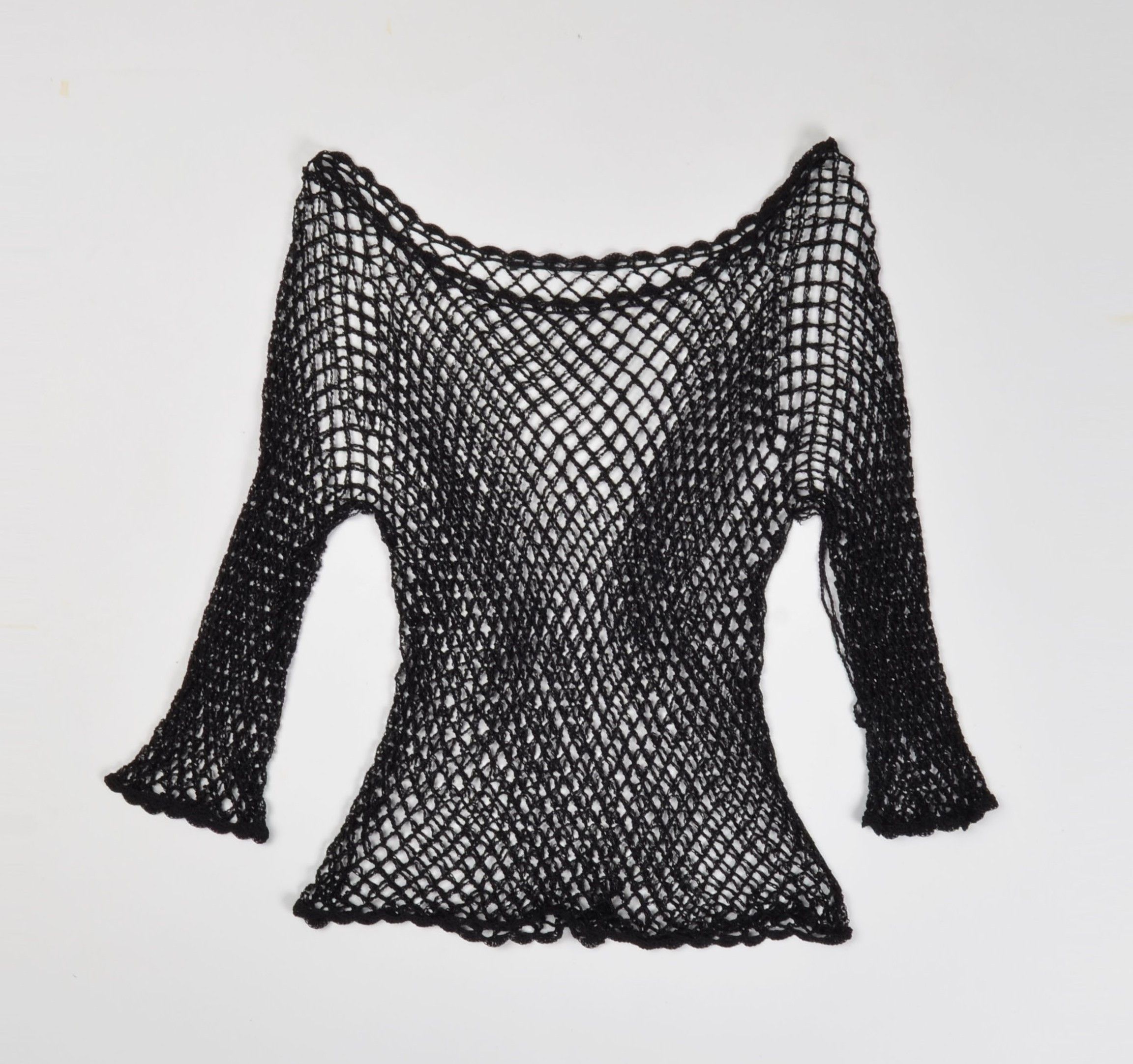 Other Y2K Fishnet Crochet Knit Beaded Grunge Whimsigoth Top Blouse Size ONE SIZE - 4 Thumbnail
