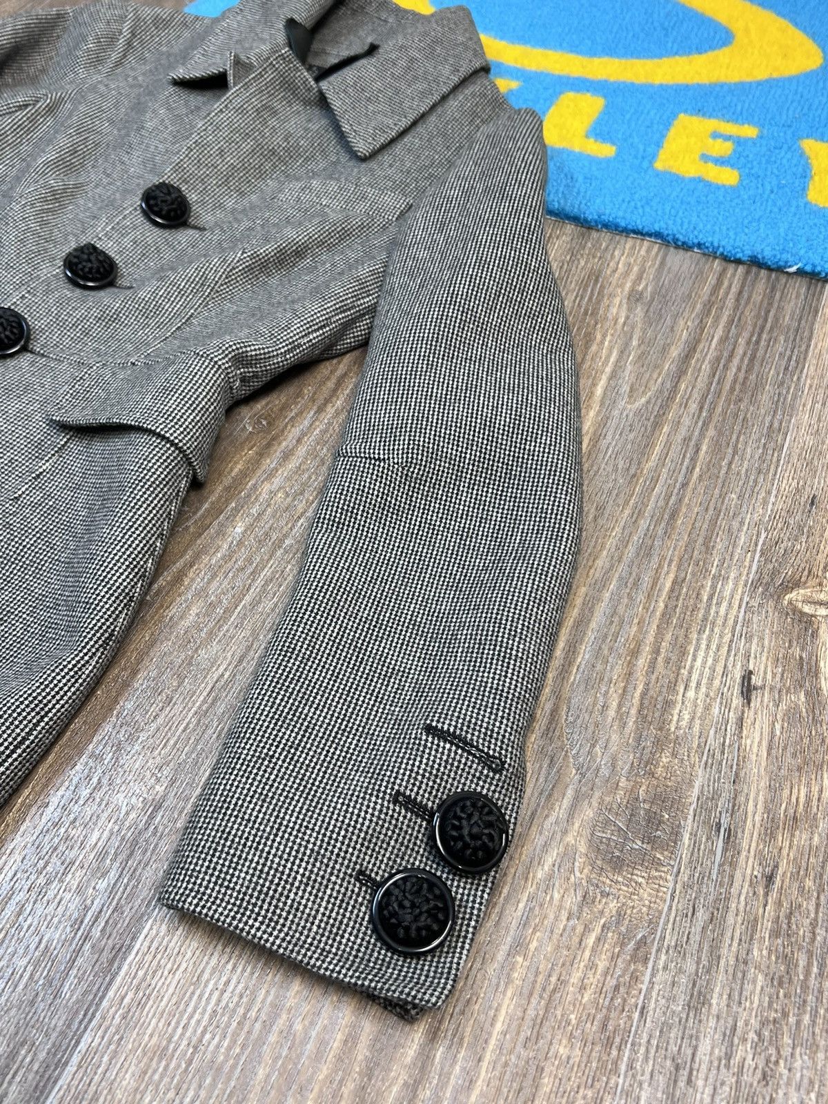 Dsquared2 × Vintage Dsquared2 Wool Checked Gray Coat Jacket with Leather details Size S / US 4 / IT 40 - 8 Thumbnail