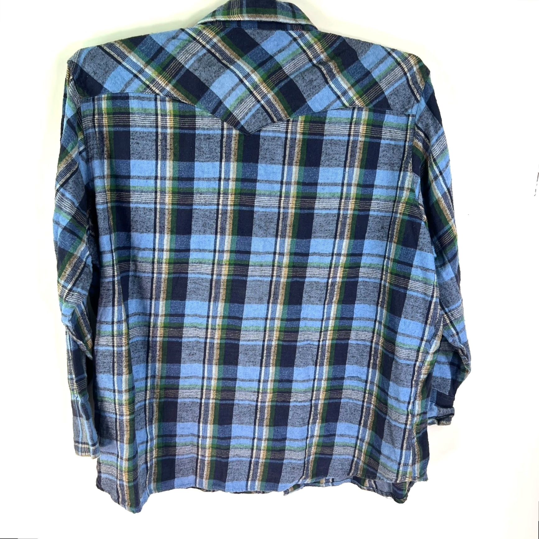 Wrangler Wrangler Western Wear Big Man Plaid Button Snap Shirt Mens XXL Blue Size US XXL / EU 58 / 5 - 5 Thumbnail