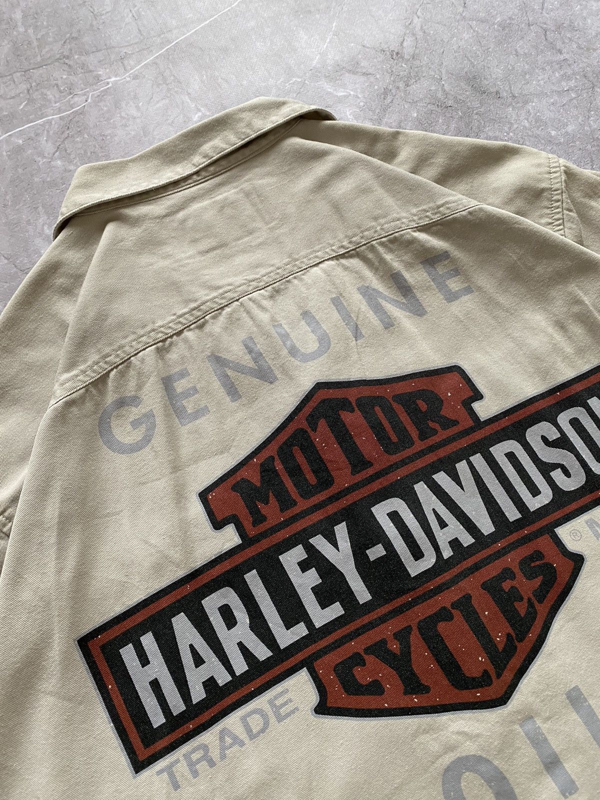 Harley Davidson × Vintage Harley Davidson Motorcycles Genuine Oil Shirt Button Up Usa Size US XL / EU 56 / 4 - 8 Thumbnail