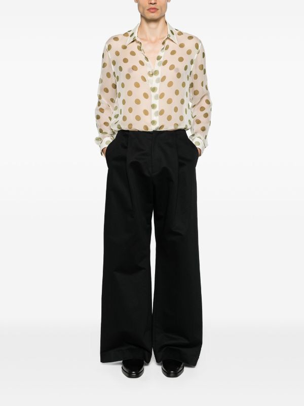 Saint Laurent Paris SS24 Mulberry Silk Sheer Polka Dot Shirt Size US L / EU 52-54 / 3 - 15 Thumbnail