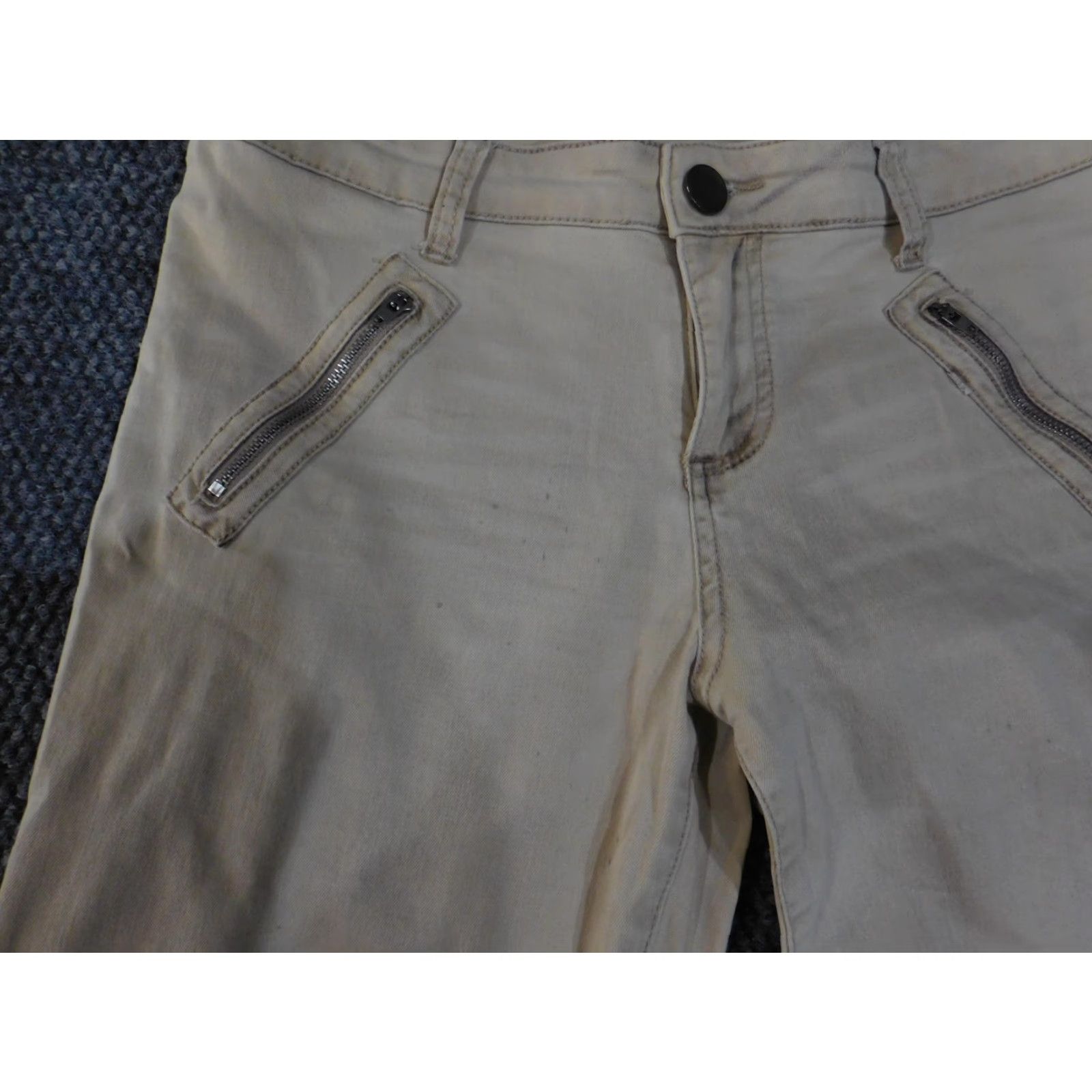 Vintage KUT from The Kloth Jeans Womens 8 Beige Skinny Distressed Zipper Pockets Pants Size 30" / US 8 / IT 44 - 3 Thumbnail