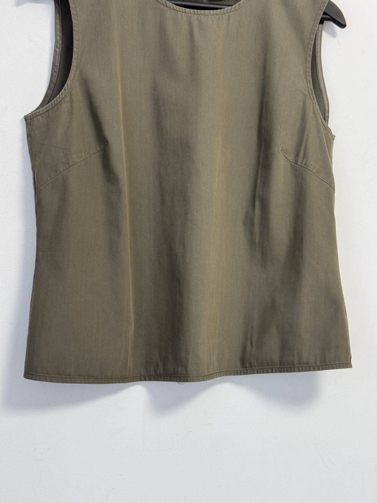 Bogner BOGNER Olive Green Shell Top Sleeveless Blouse Tank Shirt Size S / US 4 / IT 40 - 6 Thumbnail