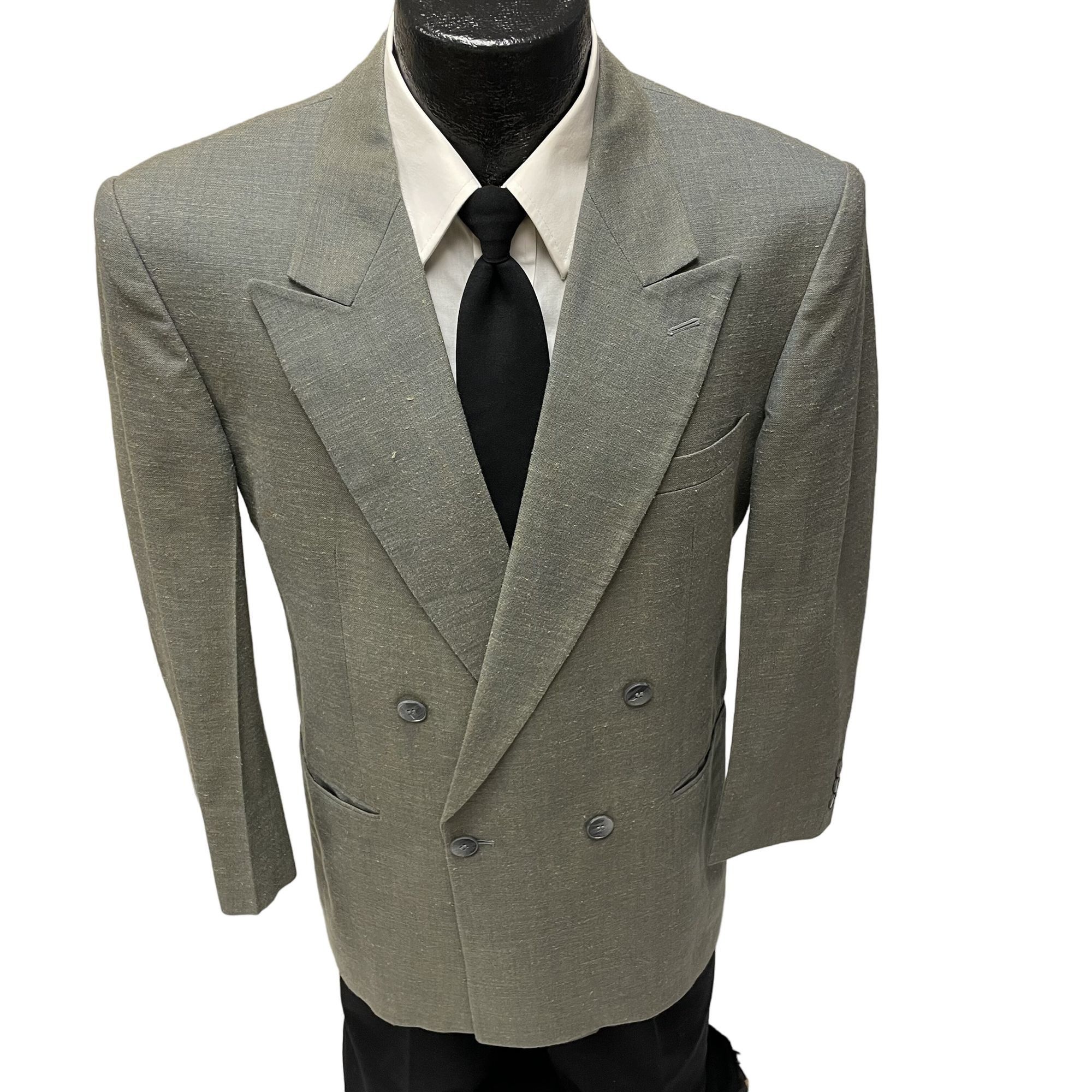 Other Vtg D/B Peak Lapel ROCKABILLY Green Gold Linen Sport Coat Size 40R - 1 Thumbnail
