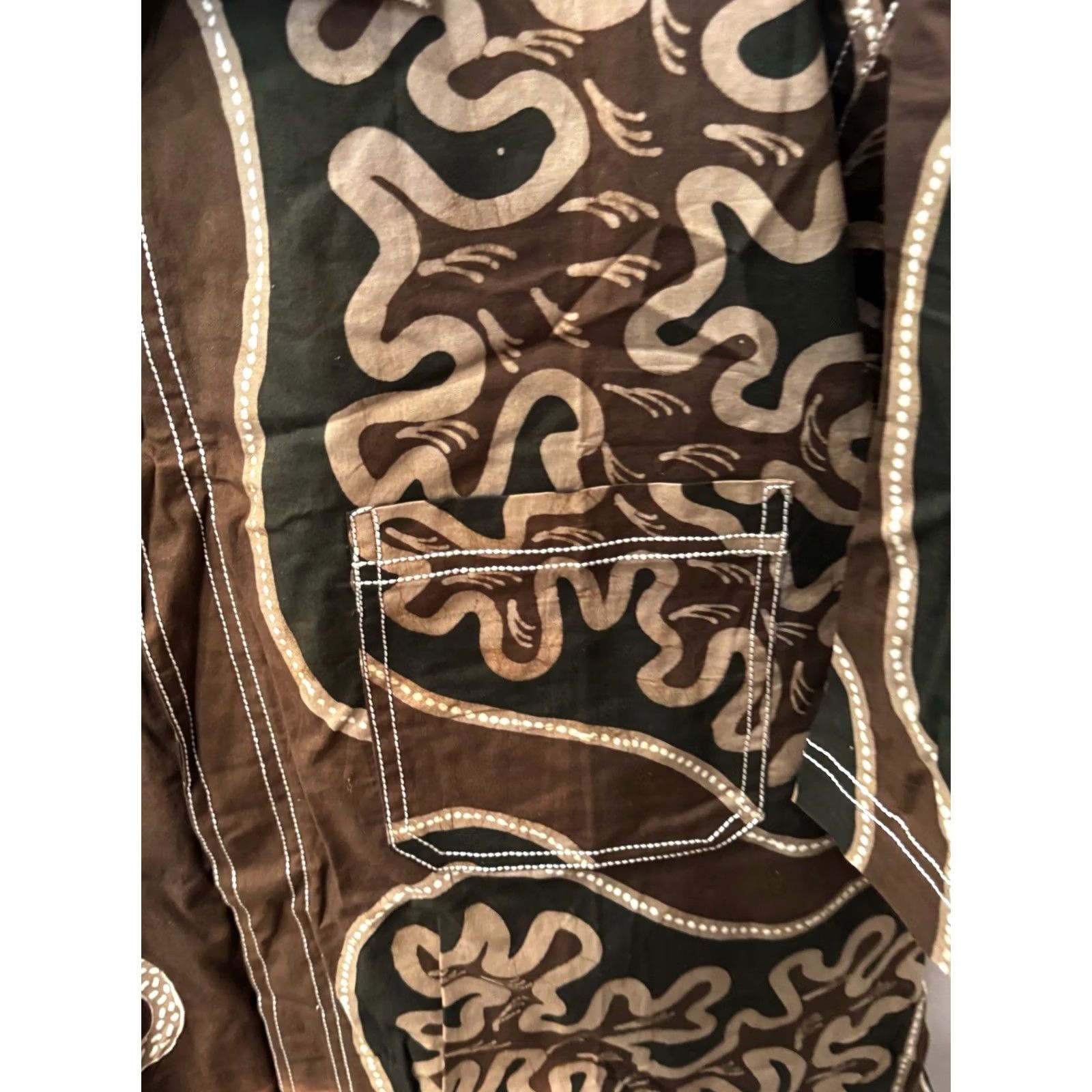 Vintage Custom Tribal Shirt Mens 2Xlt Floral SHORT SLEEVE BUTTON Length Tall Size US XXL / EU 58 / 5 - 4 Thumbnail