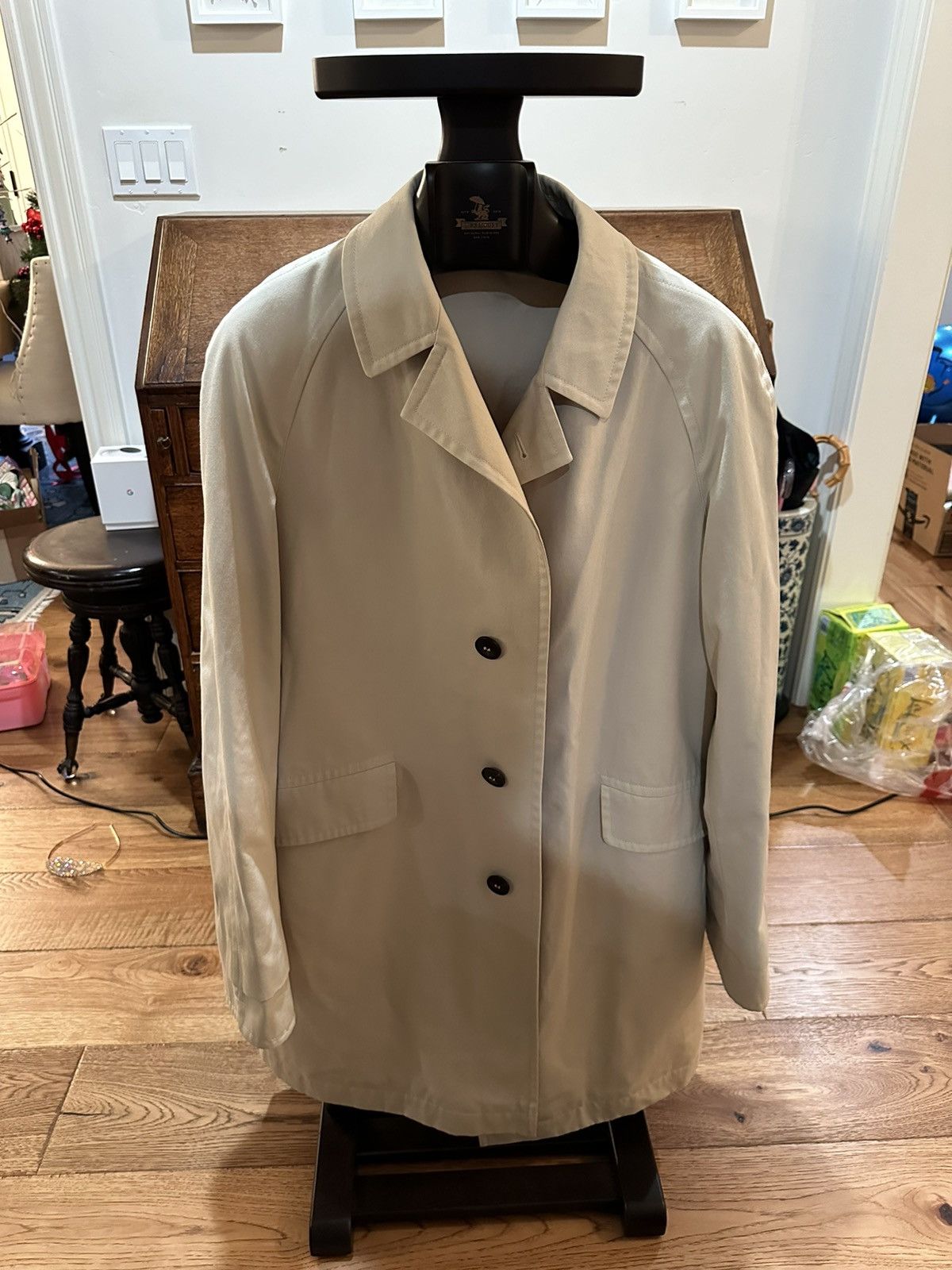 image of Anglo Italian Raglan Overcoat In Beige Size 50 Uk 40 Us, Men's