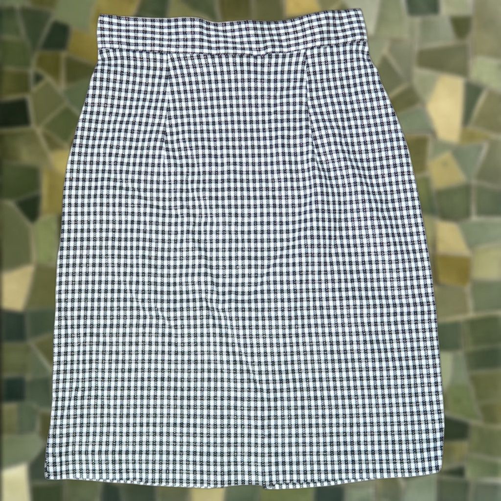 Vintage VINTAGE 90s Black and White Plaid Pencil Mini Skirt 24" Waist XS Regular Rockabilly Wear to Work Mens? Womens? Size 42" / US 20 - 1 Thumbnail