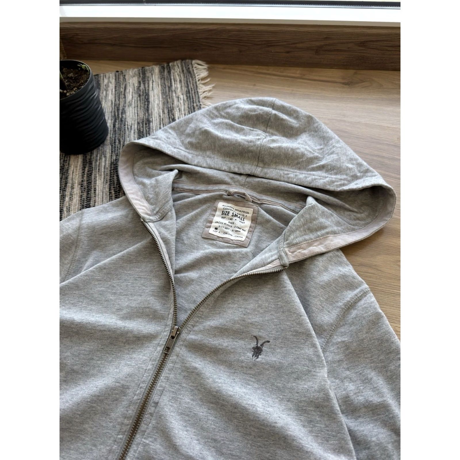 Allsaints VINTAGE AllSaints Hoodie Mens S Gray Logo 90s Y2K Basic Zip Crew Neck Slim Classic Streetwear Size US S / EU 44-46 / 1 - 3 Thumbnail