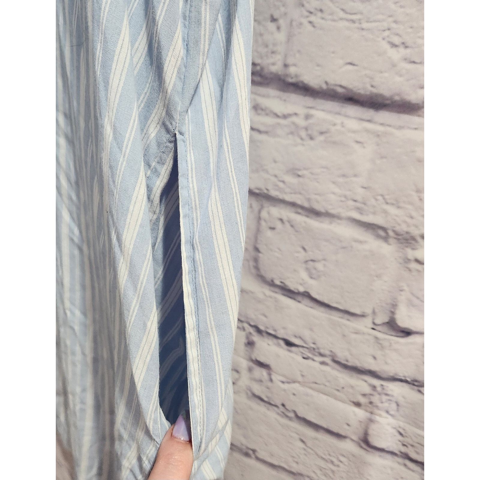 Other Vintage Ashley Taylor Blue Stripe Embroidered Robe 4X Plus Size ONE SIZE - 4 Thumbnail