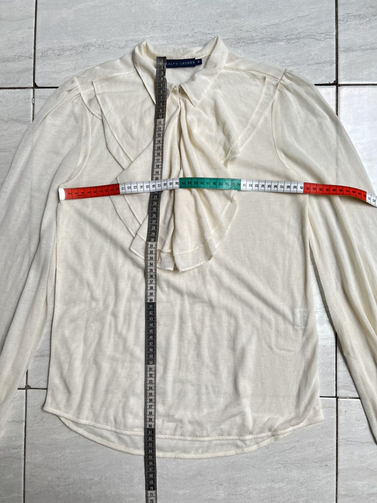Ralph Lauren RALPH LAURENT Cream Shawl Tie Shirt Size US XS / EU 42 / 0 - 7 Thumbnail