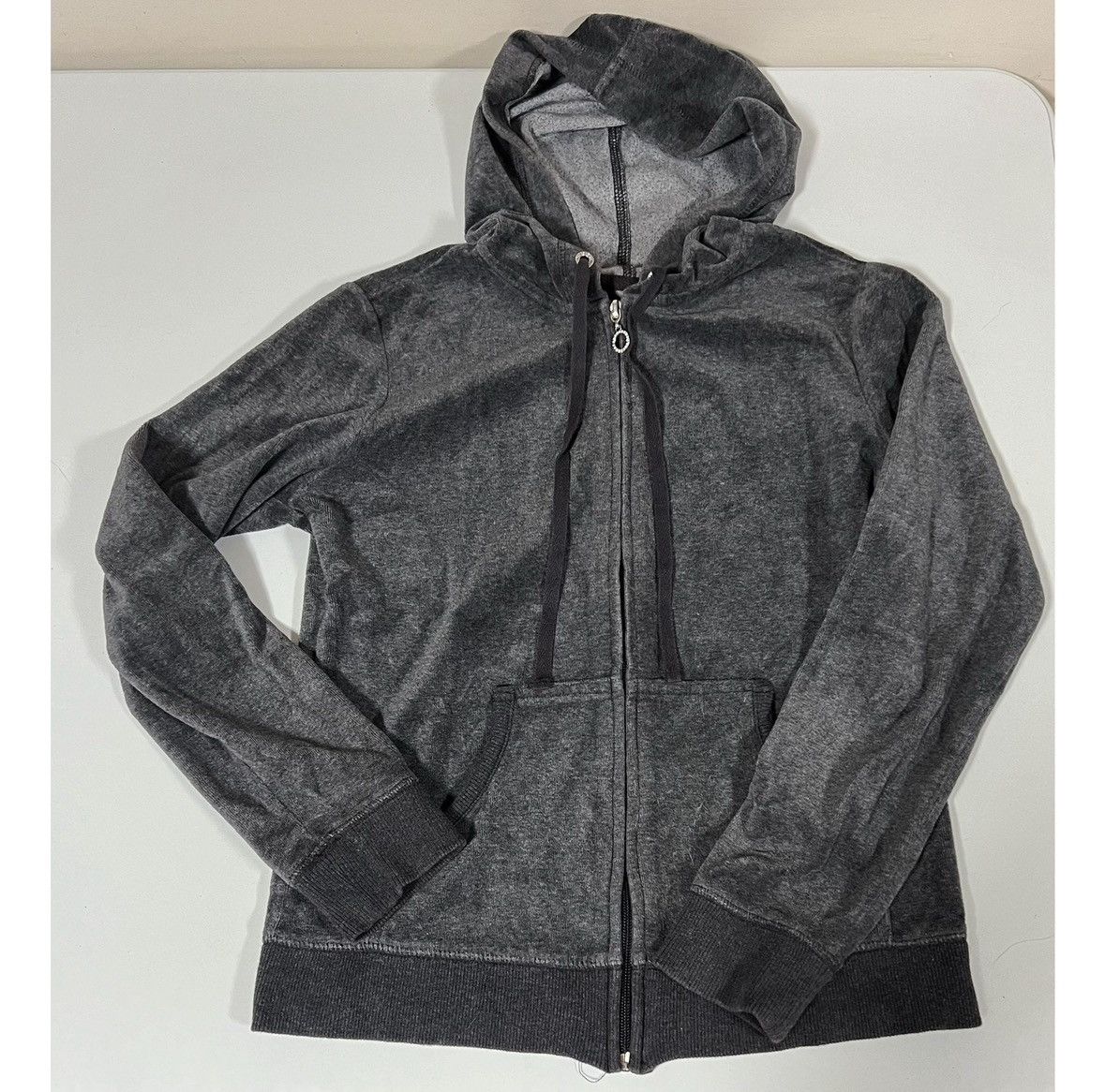 Jones New York Gray Velour Zipper Sweater Sweatshirt Hoodie Outerwear XS 🩶 Size XS / US 0-2 / IT 36-38 - 1 Thumbnail