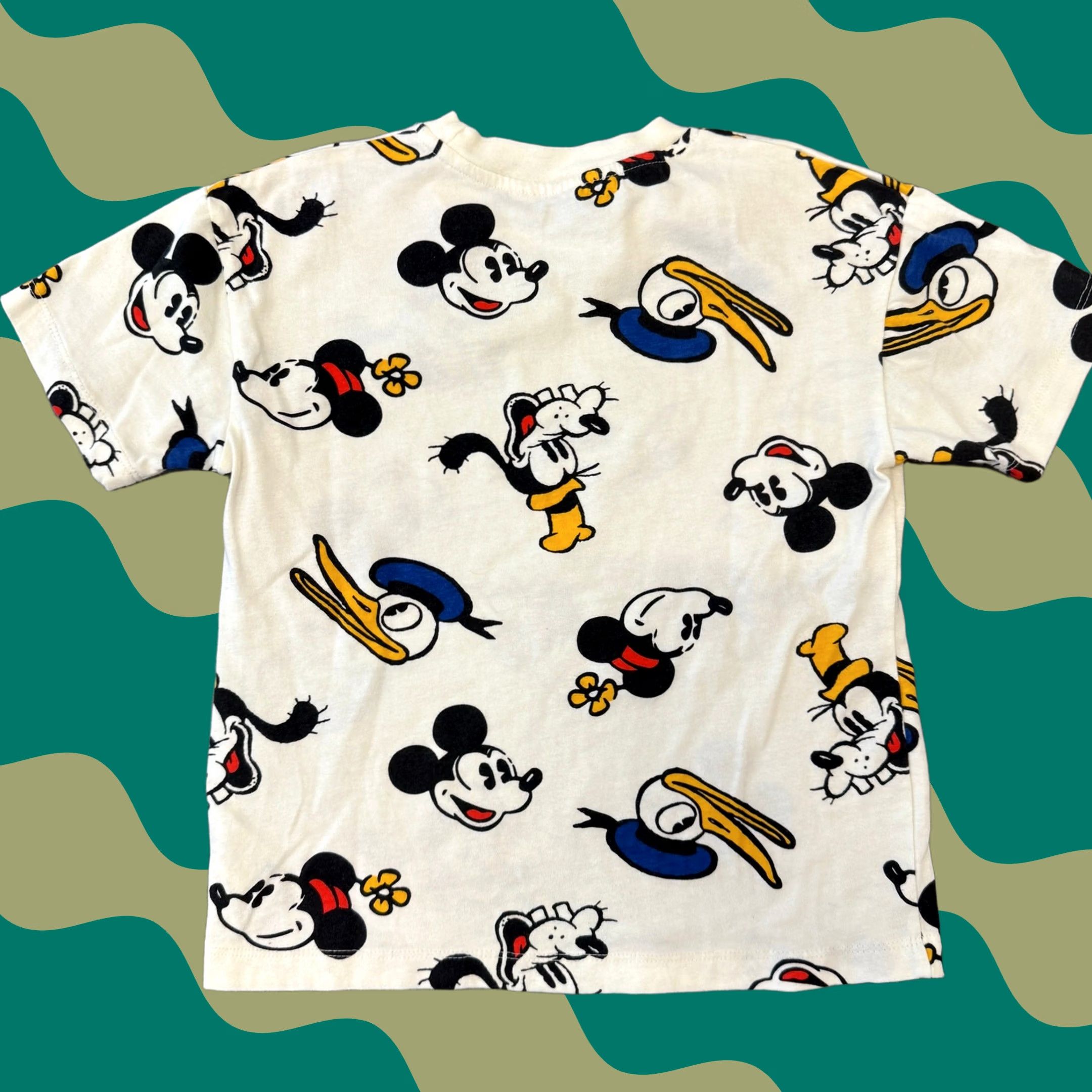 Disney VINTAGE Disney Mickey & Friends AOP Graphic Short Sleeve XS Ivory Shirt Womens XS Miami? Size 26" / US 2 / IT 38 - 1 Thumbnail