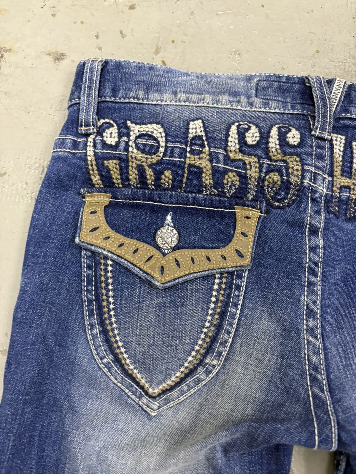 Hysteric Glamour Vintage Flared Jeans Grasshopper Denim Skulls Boot Cut 4🟦 Size US 30 / EU 46 - 11 Thumbnail