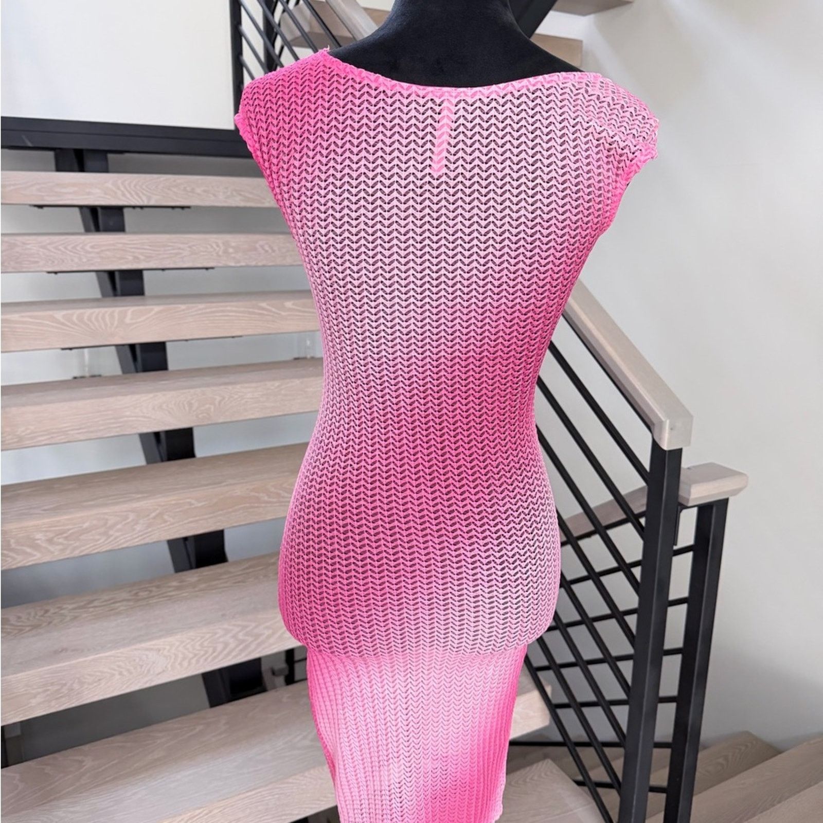 Other New Y2K Pink Ombre Knit Dress Bach Vacation Cover Up size XS Size ONE SIZE - 4 Thumbnail