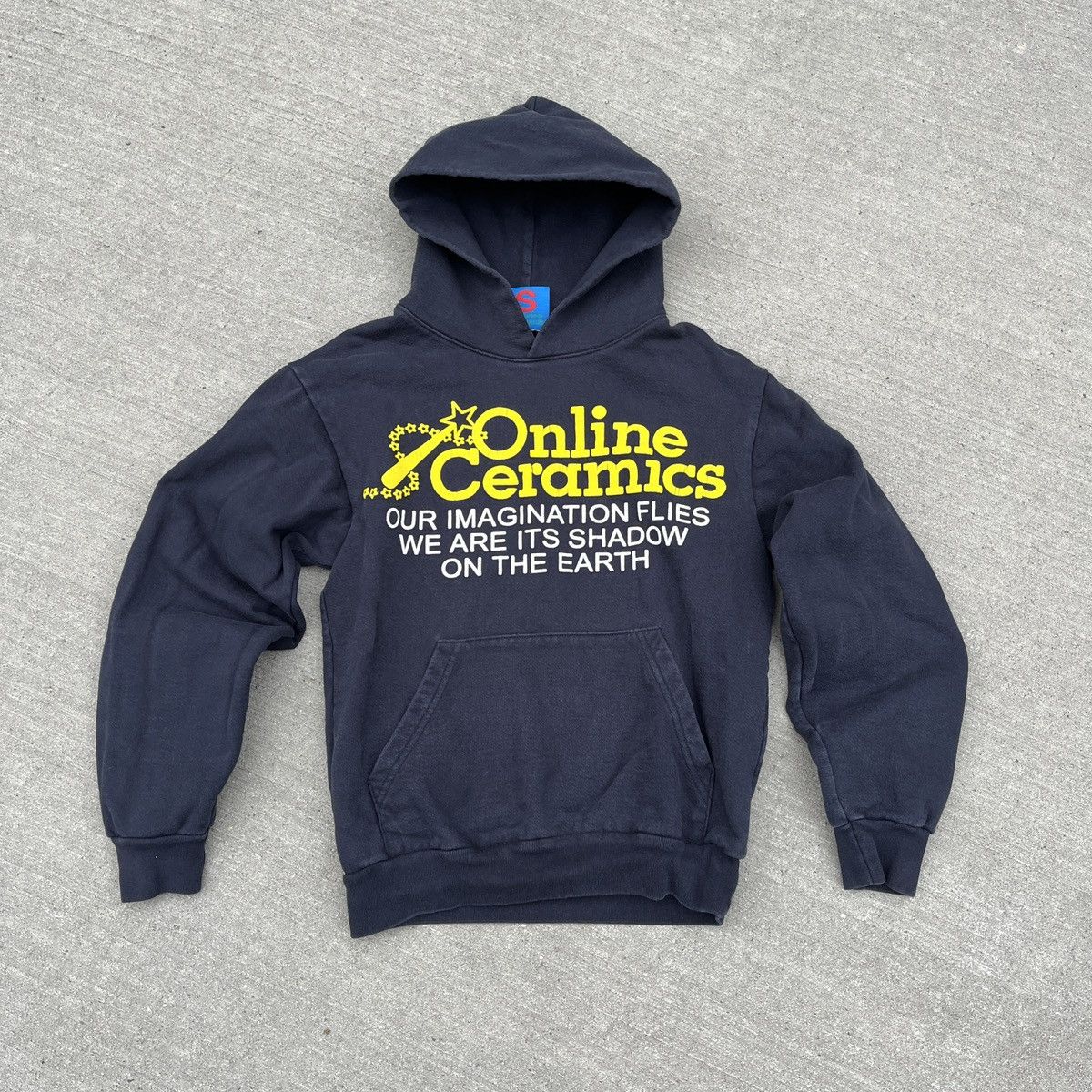 Image of Online Ceramics Heavyweight Hoodie (Unisex) in Navy, Men's (Size Small)