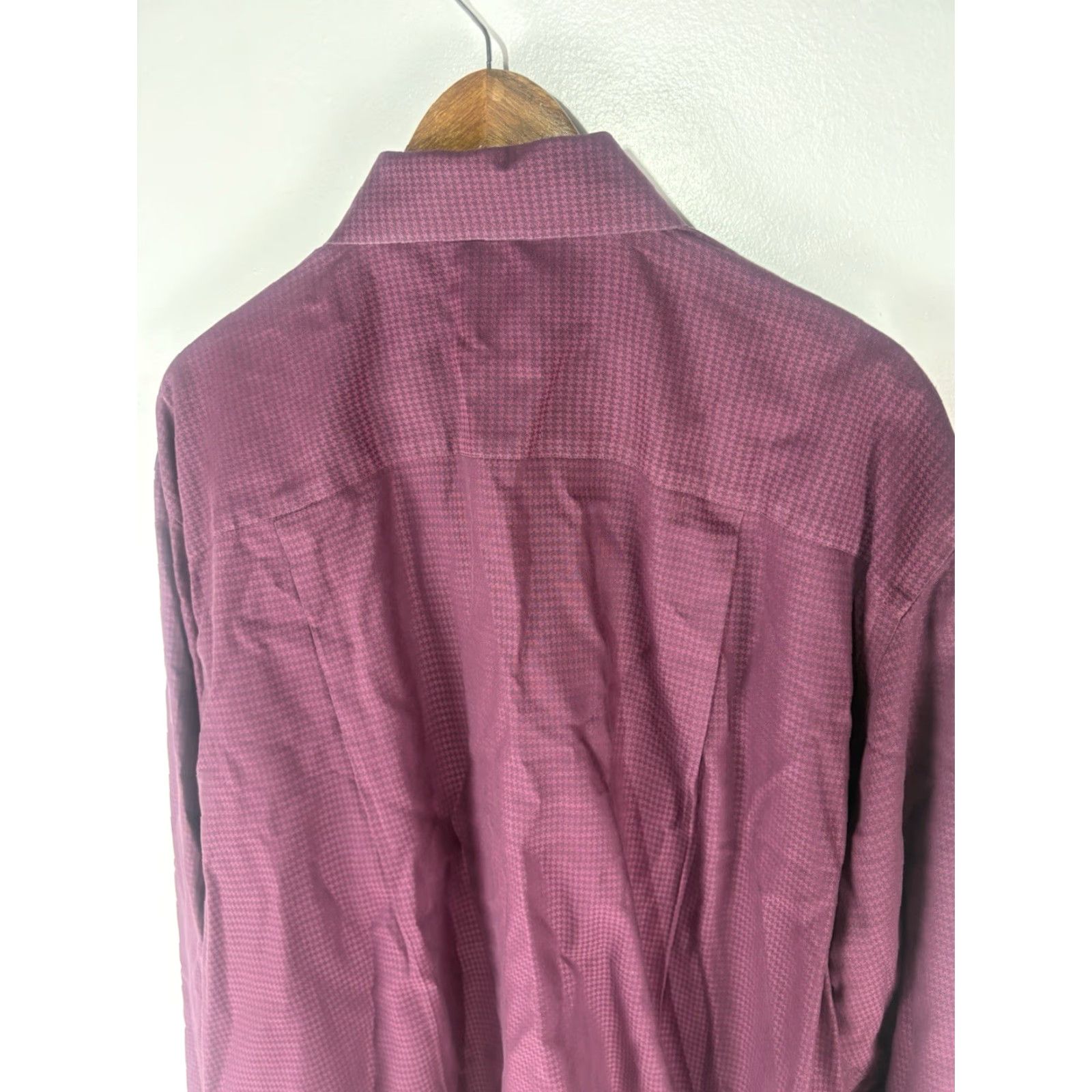 Vintage Rochester Dress Shirt Men’s 38/39T Egyptian Cotton Button Up Geometric Long Sleeve Wine Classic Big & Tall Mens Size 38R - 5 Thumbnail