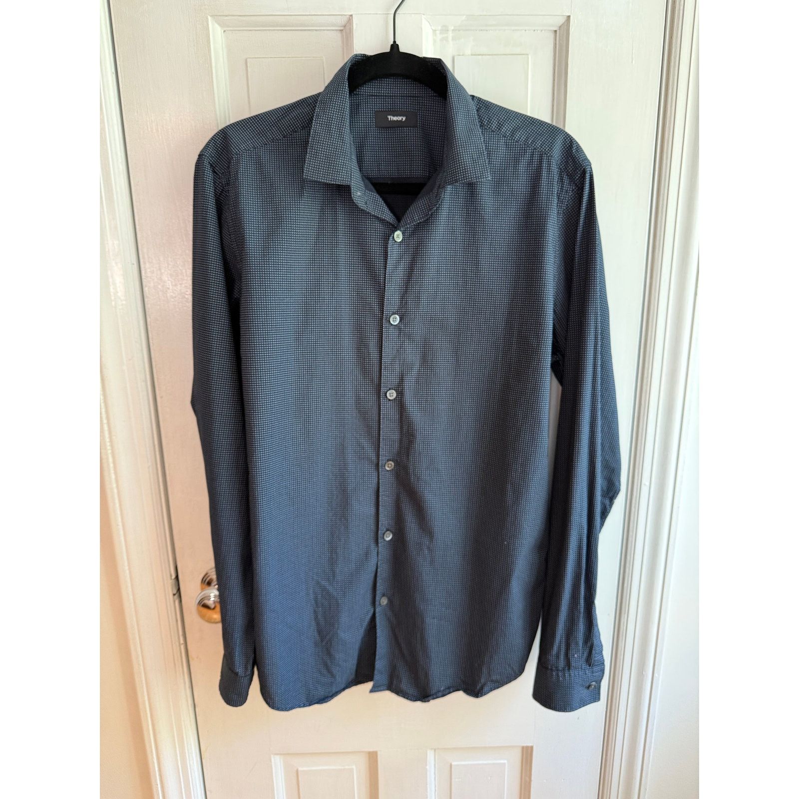 Theory Theory Men’s Button Down Shirt Black White Micro Dot Sze Med Size US M / EU 48-50 / 2 - 1 Thumbnail