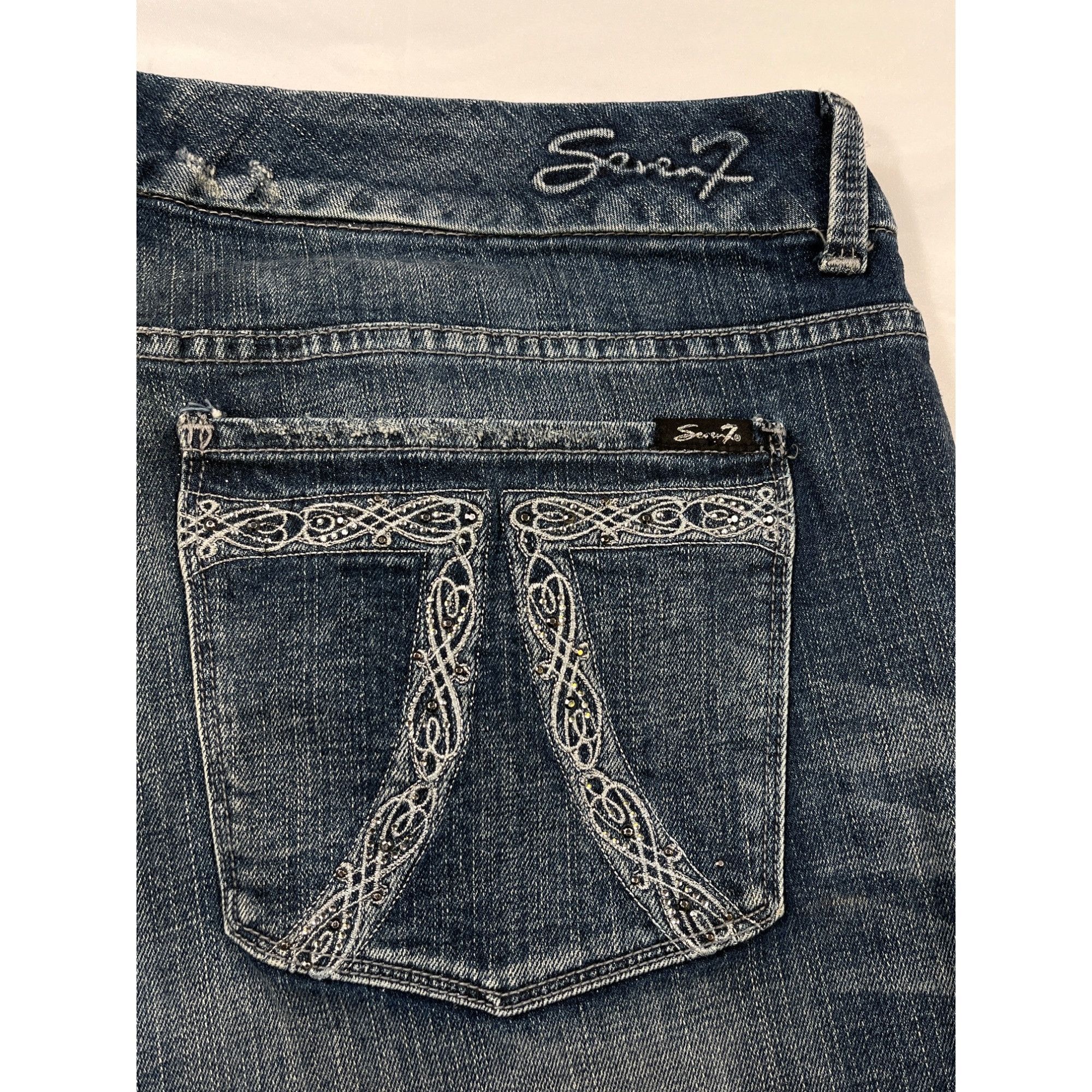 7 For All Mankind 7 For All Mankind SKU 7571 Womens Distressed Blue Denim Jean Size 22" - 18 Thumbnail