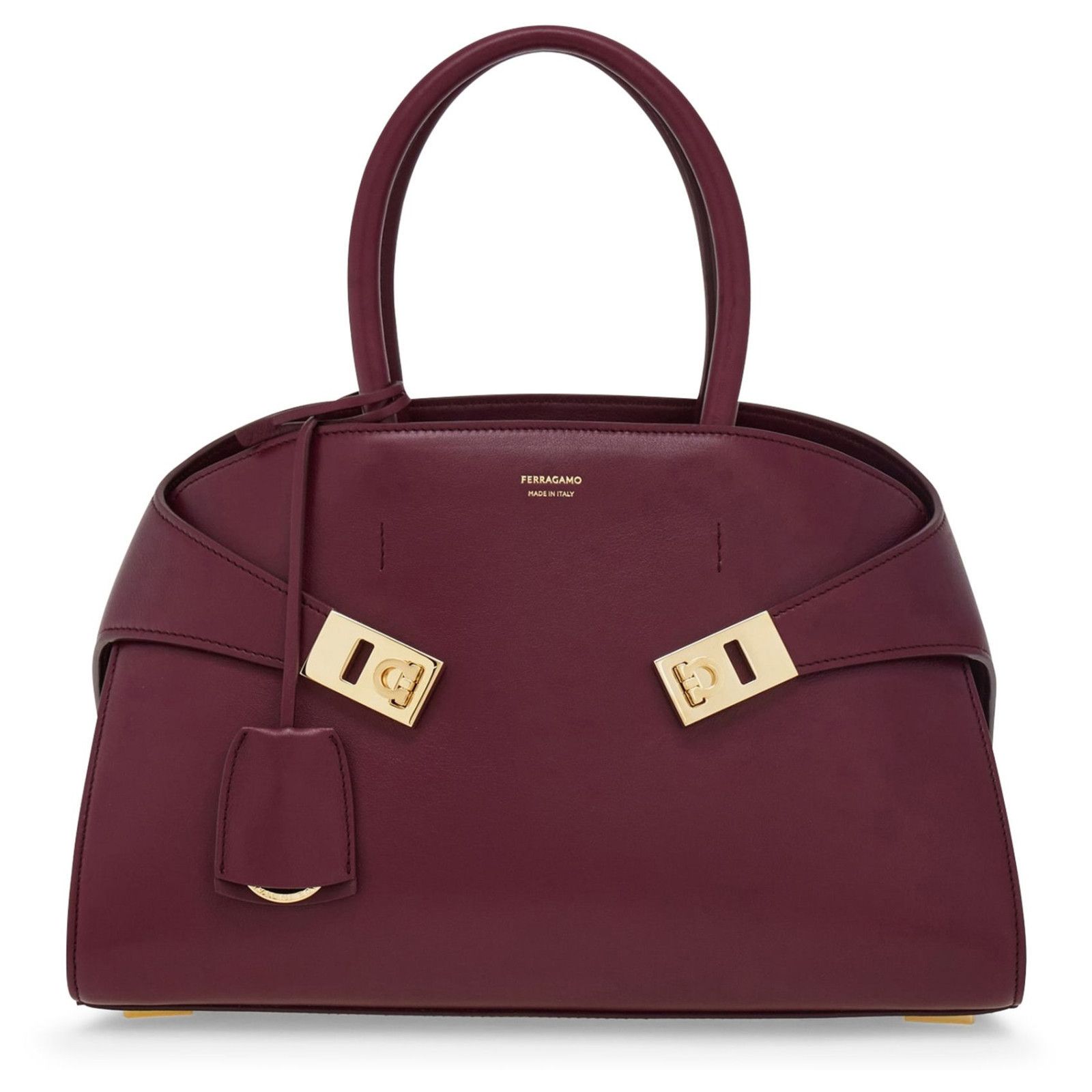 Salvatore Ferragamo FERRAGAMO Hug Medium Plum Leather Top Handle Bag New Size ONE SIZE - 1 Thumbnail