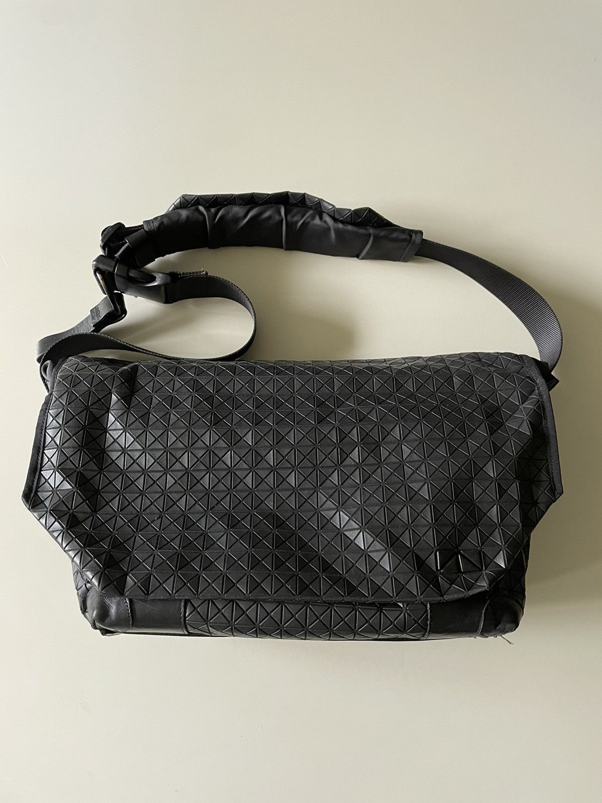 Issey Miyake x Issey Miyake Bao Bao Leather Laptop Crossbody Bag in Black, Men's