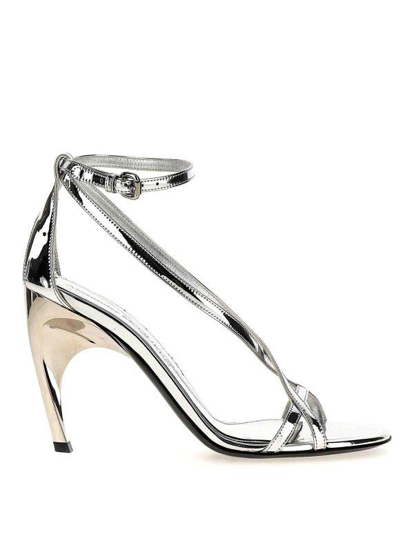 Alexander McQueen o1w1db10925 Twisted Armadillo Sandal in Silver Size US 10 / IT 40 - 1 Thumbnail