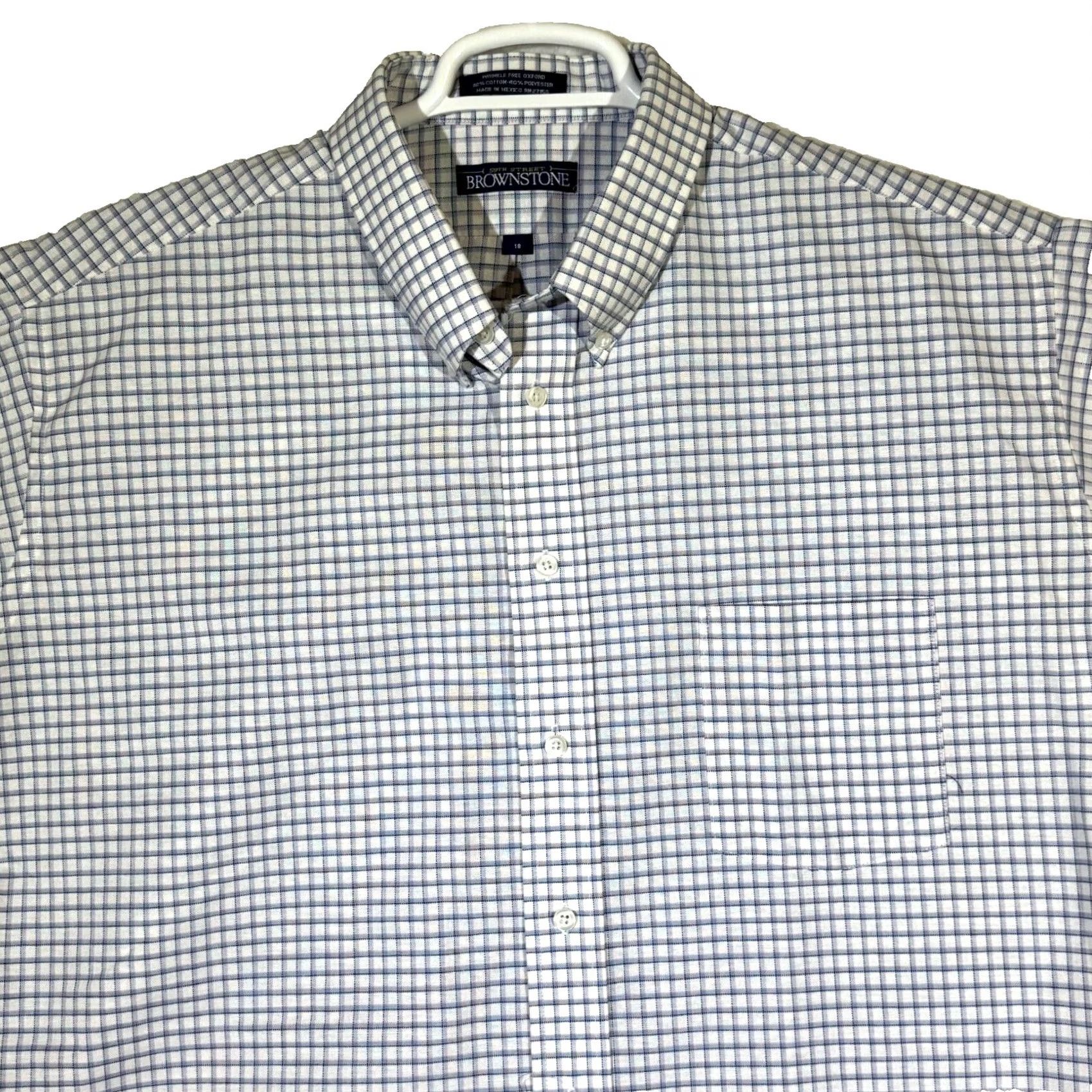 Vintage 59th Street Brownstone Shirt Blue Check Short Sleeve Button-Down M856 Mens Regular 18 XS? Size US XXL / EU 58 / 5 - 3 Thumbnail