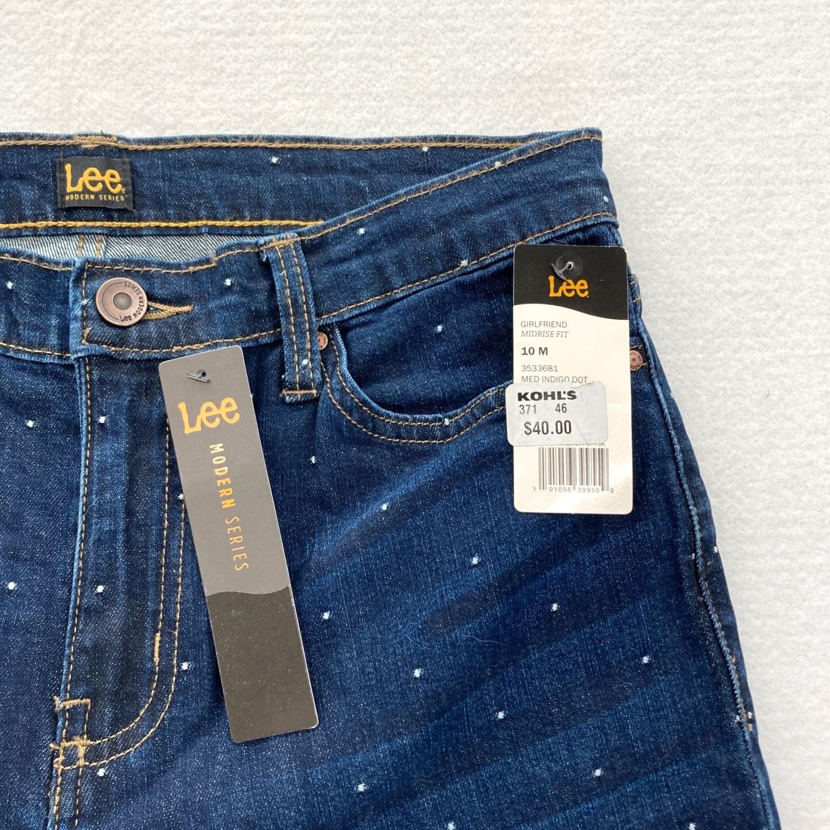 Lee Lee Modern Series Jeans Women's 10 Girlfriend Dark Wash Blue Stretch Denim Pants Size 32" / US 10 / IT 46 - 4 Thumbnail