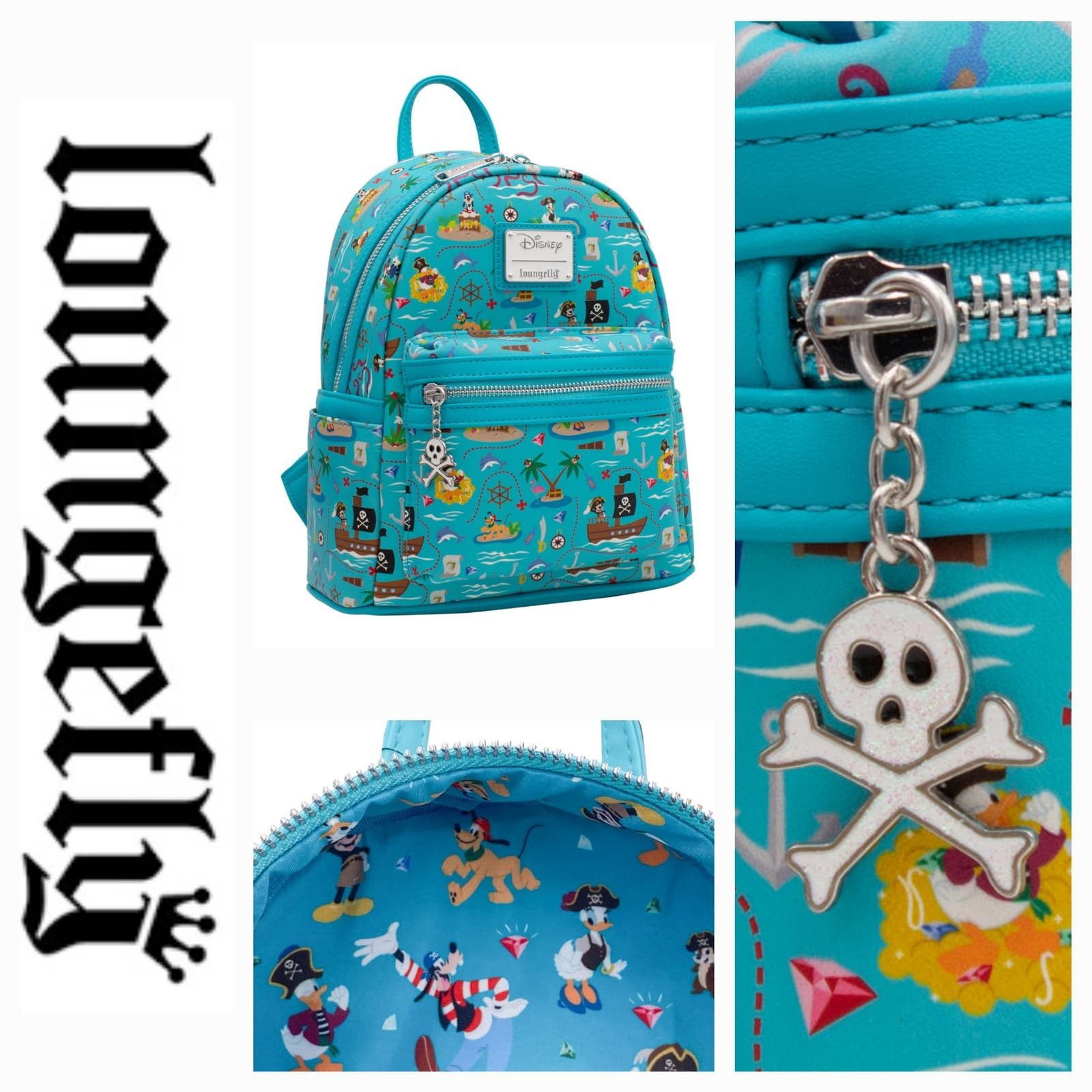 image of NWT Loungefly Disney Mickey & Friends Pirate Mini Backpack in Blue, Women's