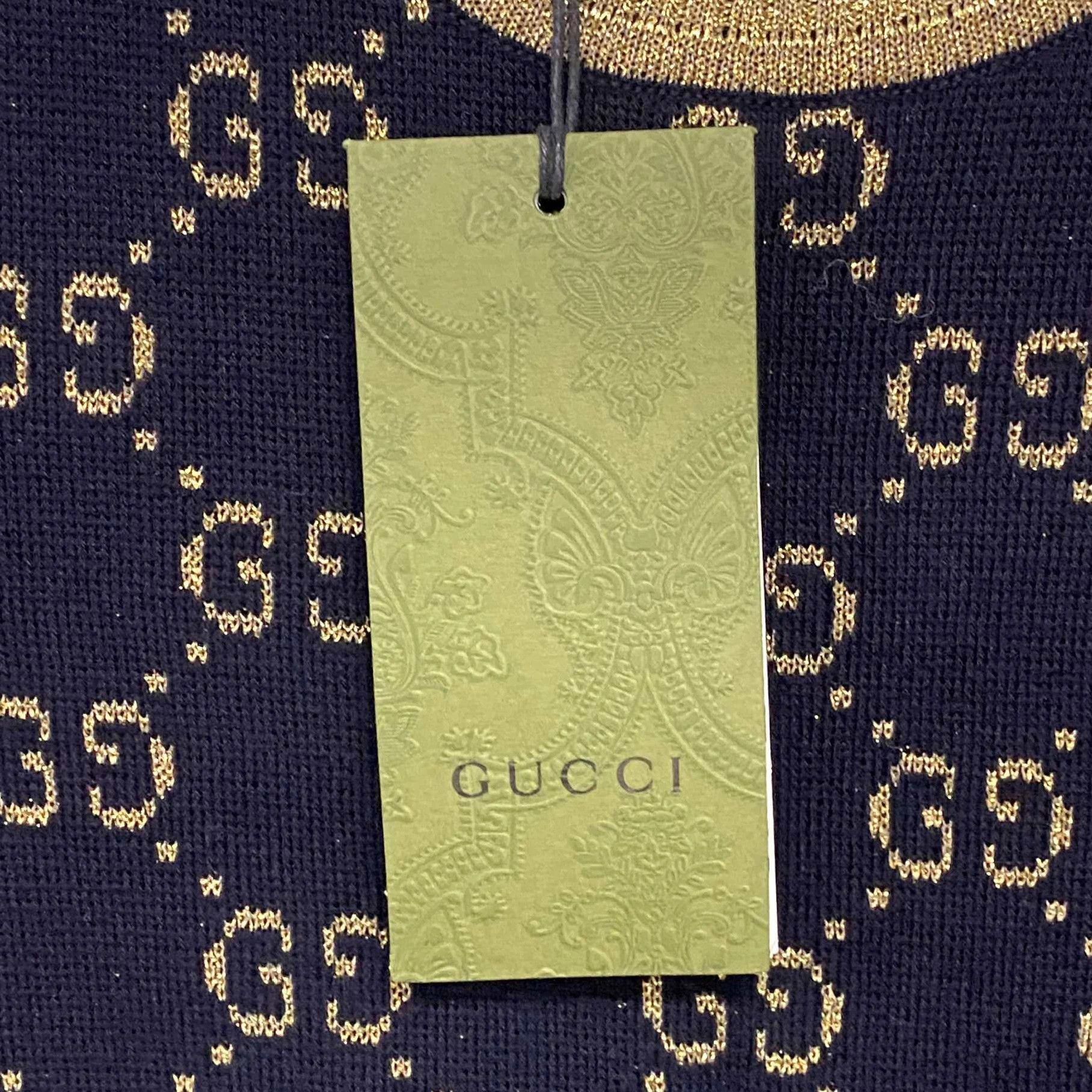 Gucci GUCCI Women's Gold Thread Jacquard Allover-Print Knit SS XS Size XS / US 0-2 / IT 36-38 - 4 Thumbnail