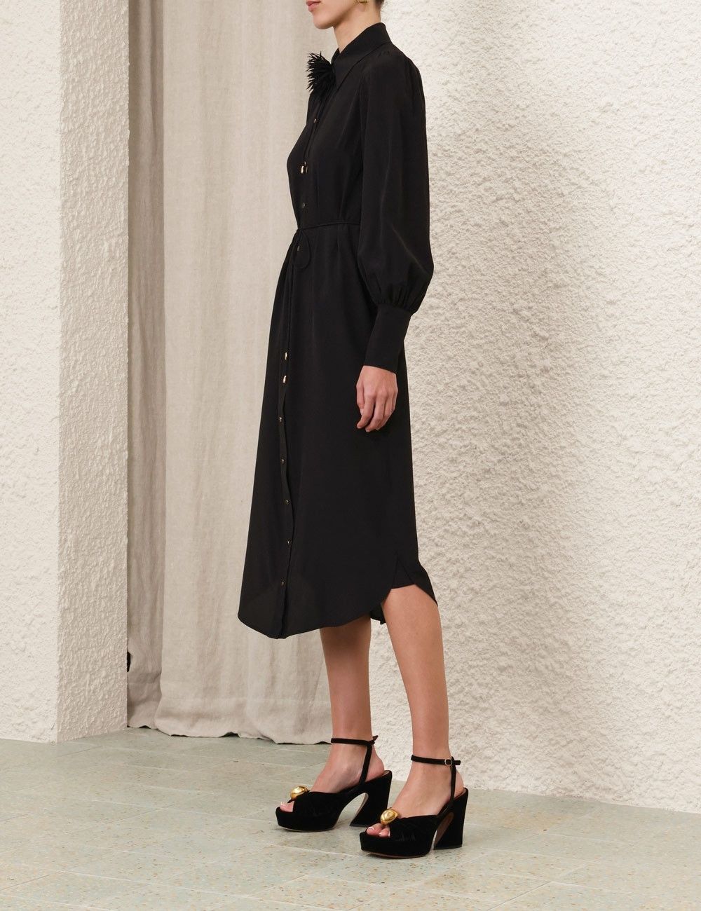 Zimmermann oc11z0825 Shirt Midi Dress in Black Size M / US 6-8 / IT 42-44 - 3 Thumbnail