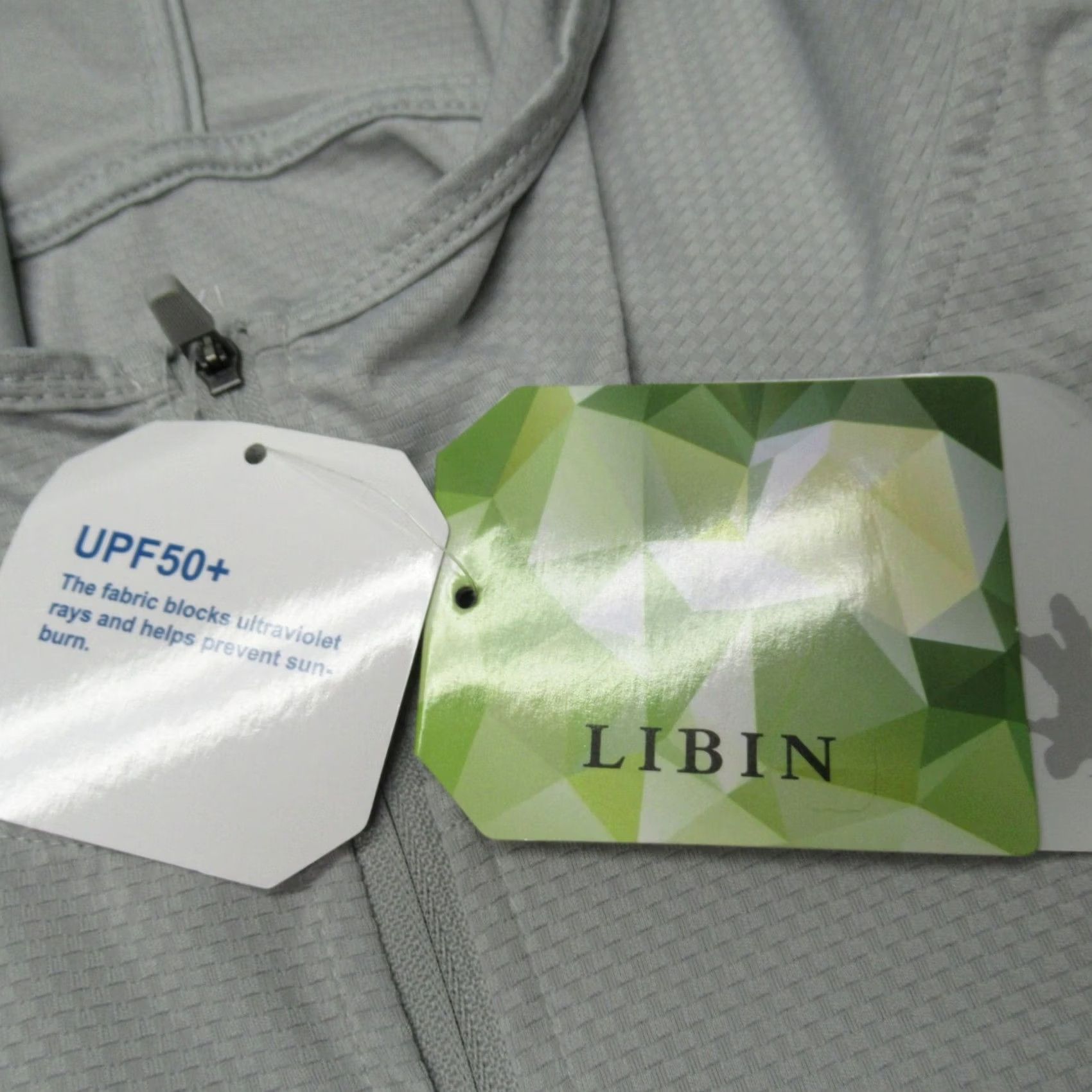 Vintage Libin Jacket Womens XL Gray Hooded Full Zip Pockets UPF 50+ Activewear NEW Size XL / US 12-14 / IT 48-50 - 7 Thumbnail