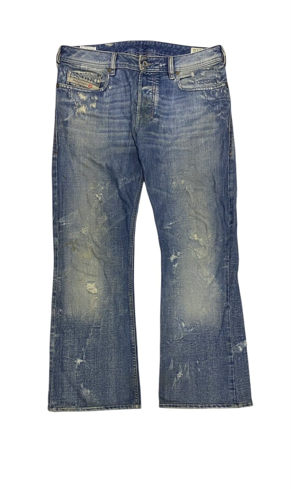 Diesel 2000s Diesel Distressed Dirty Whisker raw flare denim Size US 33 - 1 Thumbnail