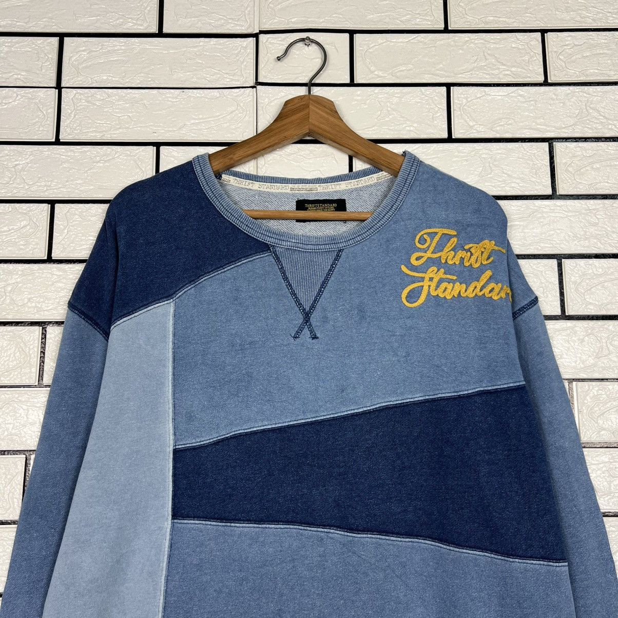 Japanese Brand THRIFT STANDARD Patchwork Sweatshirt Denim Style #4067-C185 Size US M / EU 48-50 / 2 - 2 Thumbnail