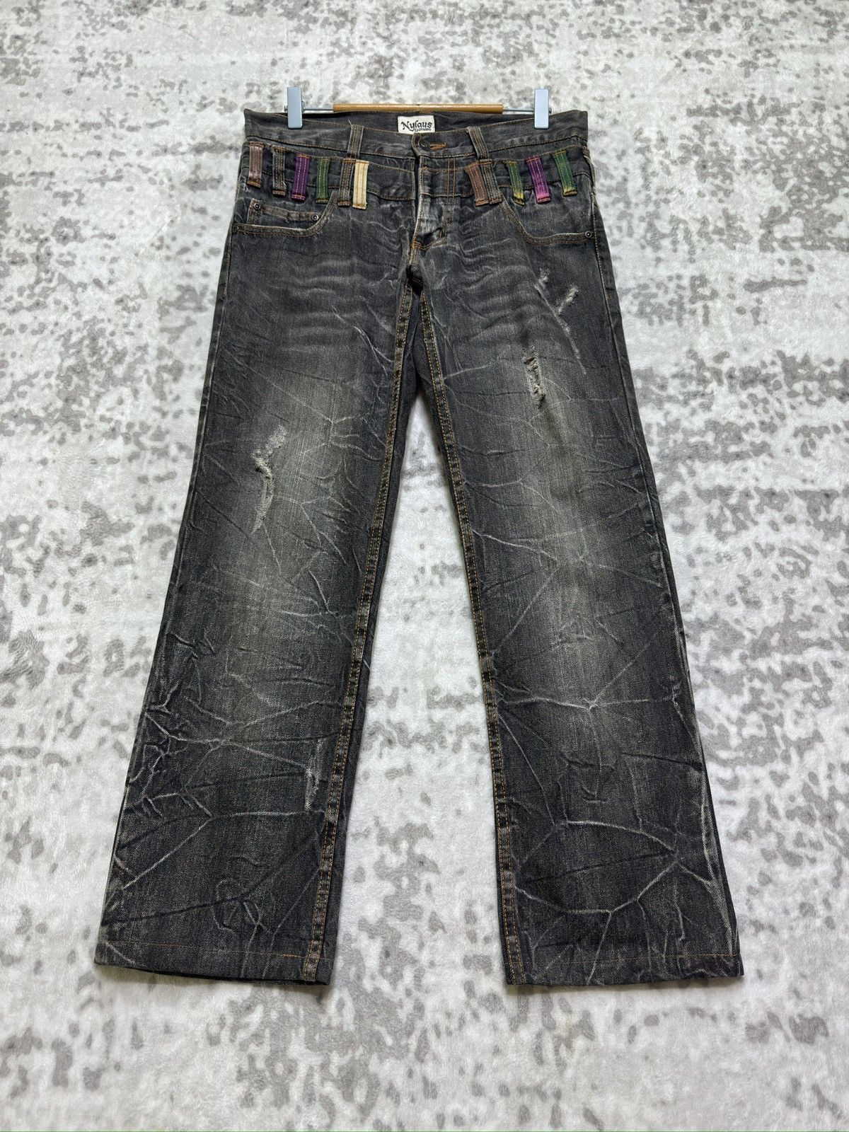Hysteric Glamour Vintage Y2K Nylaus Double Waist Acid Wash Distressed Denim Size US 31 - 1 Thumbnail