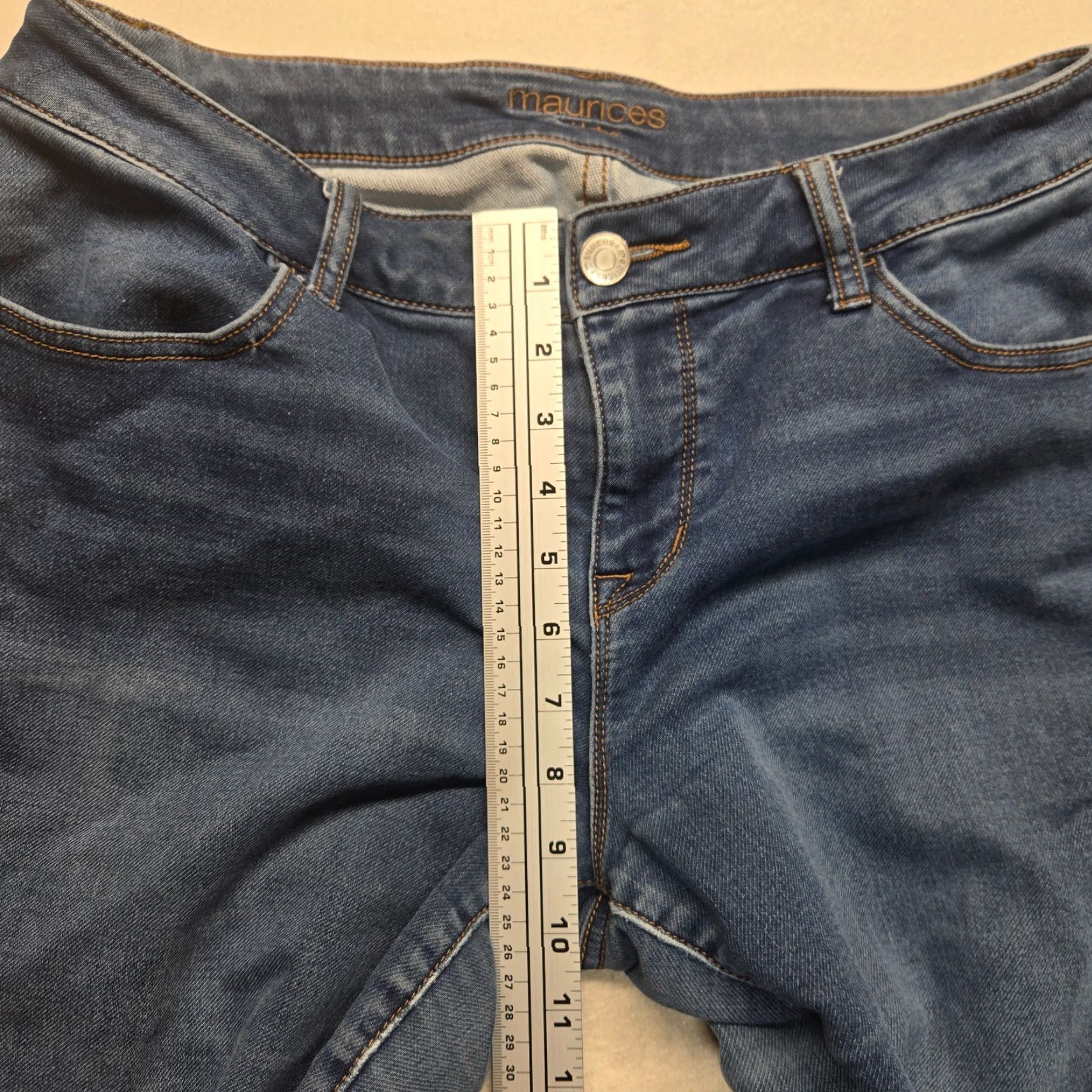 Vintage Maurices Jeans Blue Mid Rise Slim Stretch Distressed Denim Preppy Womens L Large Regular Size 36" / US 14 / IT 50 - 6 Thumbnail